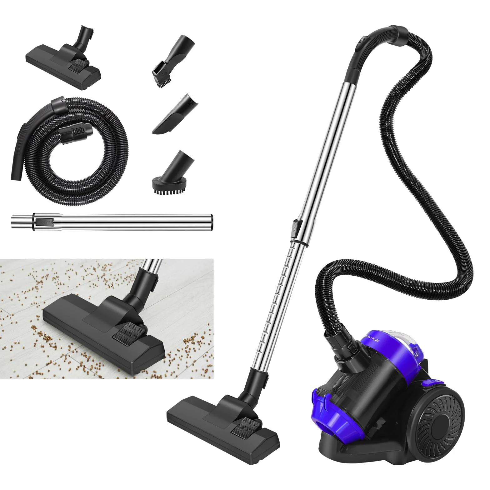 Aspiradora sin bolsa, 1000 W, potente aspiradora, tecnología ciclónica para parqué, alfombra, azulejos, con cable de 4 m