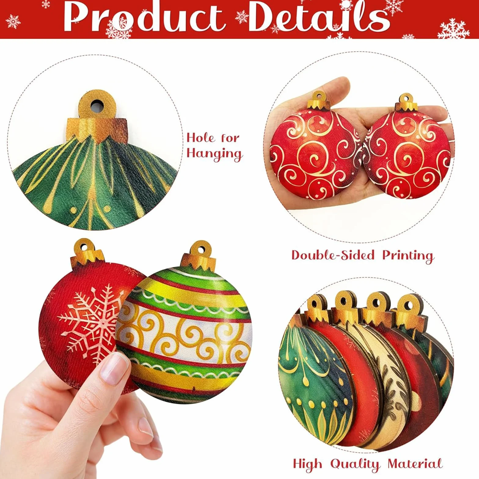 Adornos Arbol Navidad Bola de Madera Set Decoracion Navidad con Soga