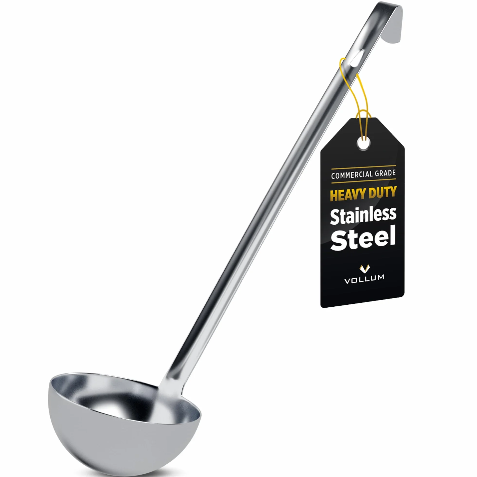Vollum de cucharón pesado de acero inoxidable de 8 onzas (3,9" Bowl Diameter, 15,1" Handle Length) plata