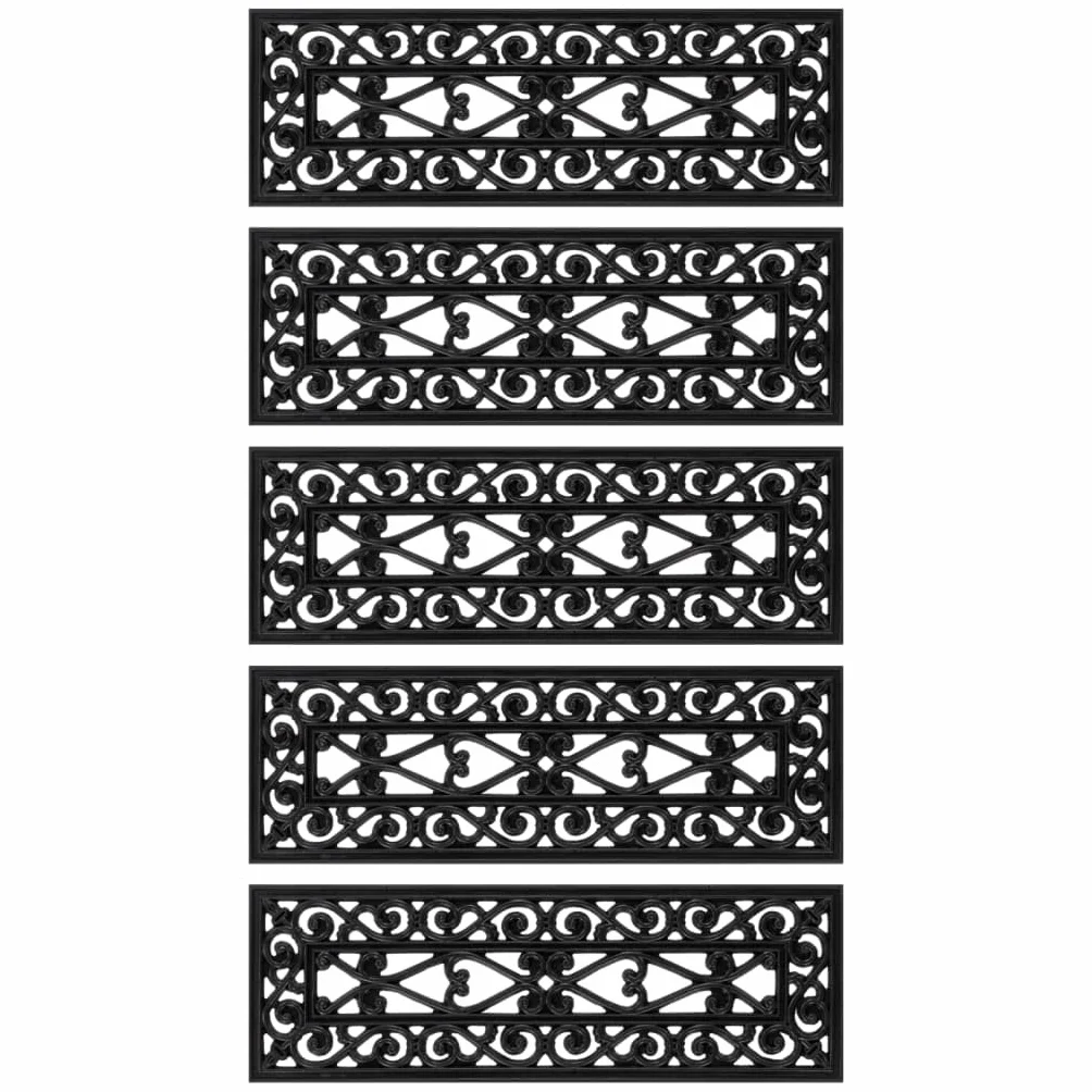 vidaXL Alfombrillas de Escalera 5 uds, Tapetes para Peldaño de Escalera, Alfombrillas Antideslizantes, Cubiertas de Escalones, Goma 25x75 cm