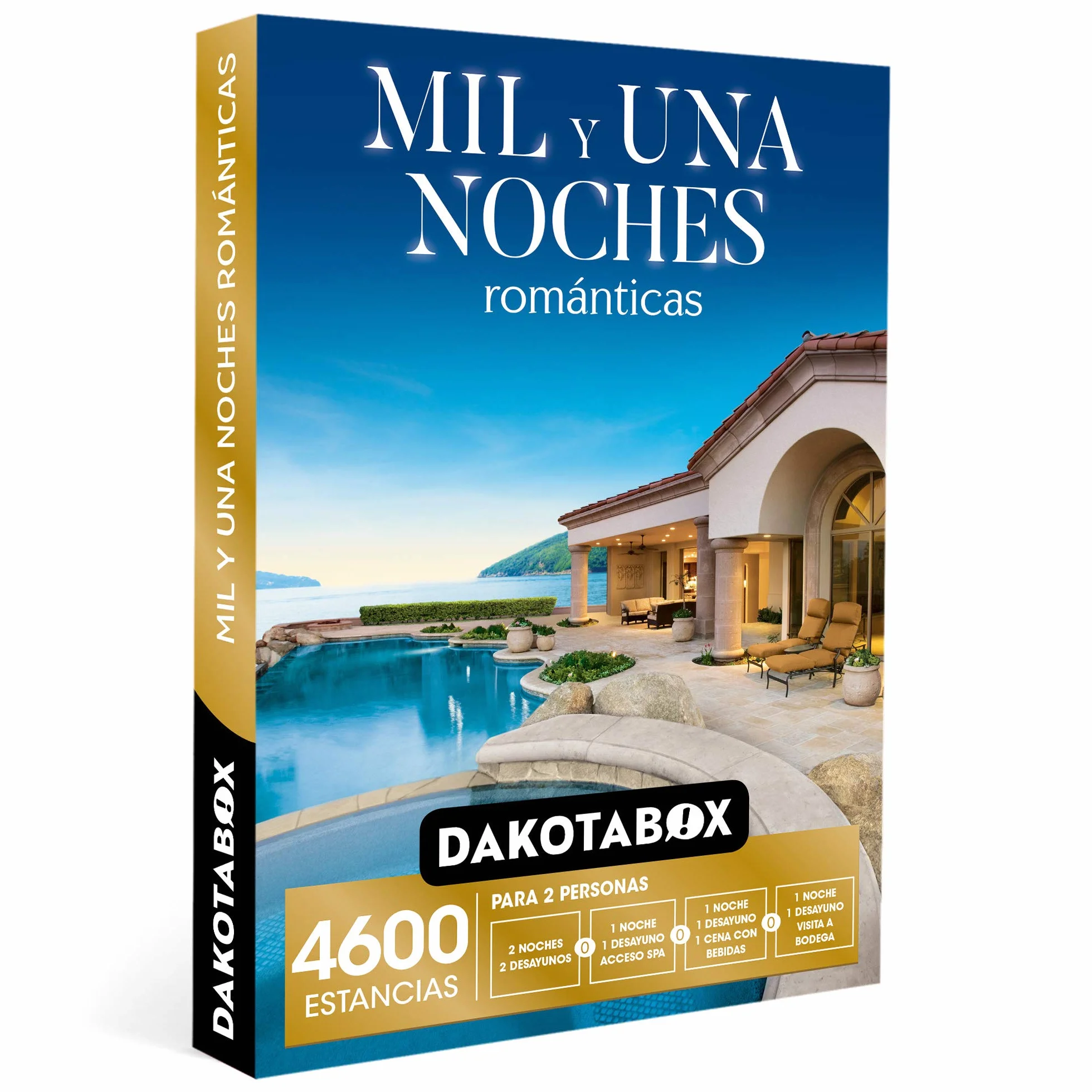 DAKOTABOX - Caja Regalo hombre mujer pareja idea de regalo - Mil y una noches románticas - 4600 estancias en palacios, hoteles de hasta 5*, balnearios y mucho más