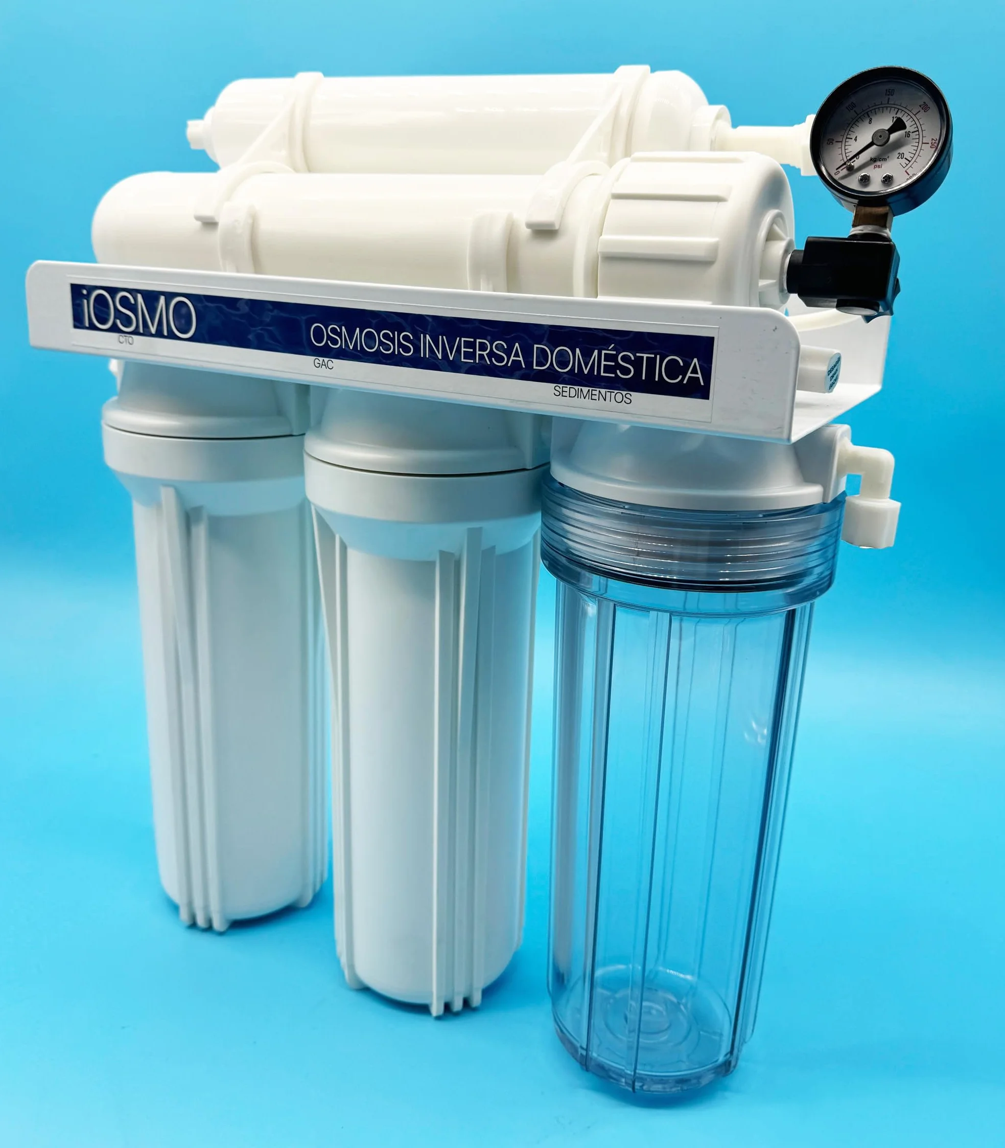Equipo de Ósmosis Inversa Domestica iOSMO | Ósmosis Inversa 5 Etapas + 2 Recambio Filtros | Filtros y Membrana Universales | Diseño Exclusivo para iFONT (Fabricante: Hidro-Water S.L)