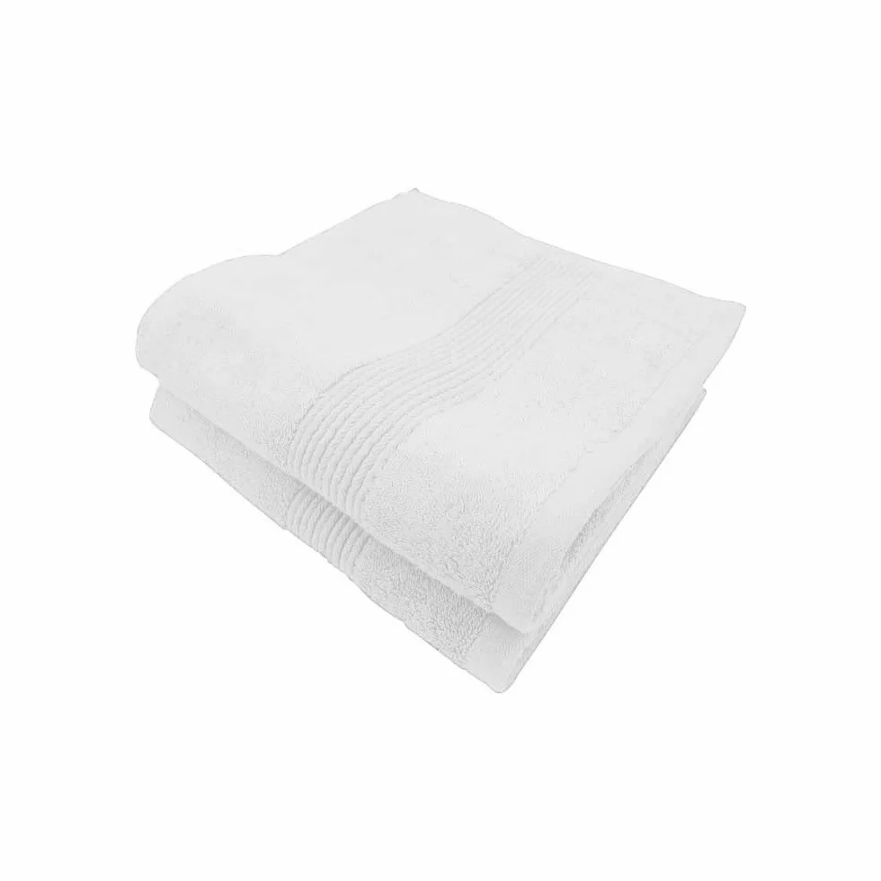 Juego de 2 toallas de baño de algodón y bambú de 600 g/m² (blanco, 100 x 150)