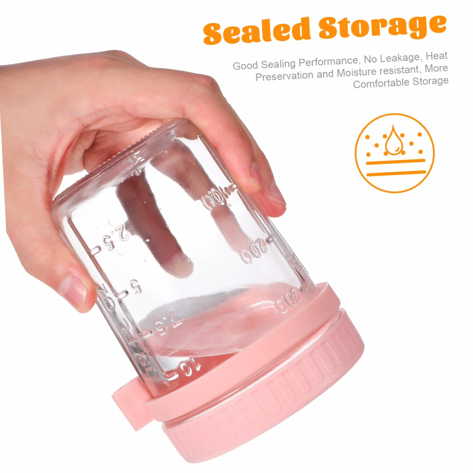IMIKEYA Frascos de Vidrio Herméticos 400ml con Tapa y Cuchara, 4 Unidades | Boca Grande, Silicona Incluida, Cocina y Dormitorio, Prevención de Impurezas, Cierre a Prueba de Fugas