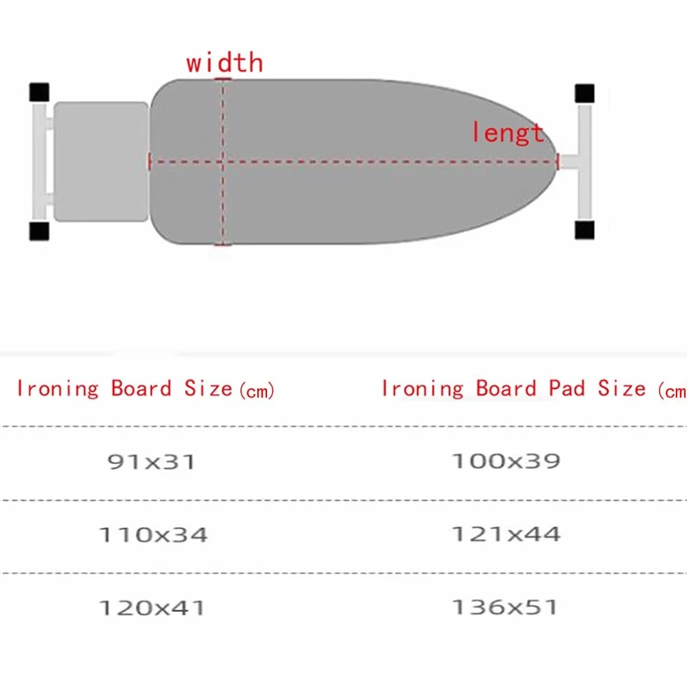 Cubre Tablas, Tabla de Planchar de algodón de 3 Capas con Acolchado Grueso, 15 x 48 x 12 x 36 Pulgadas, Resistente al Calor.(C,15 X 48 Inch (40 X 120 Cm))