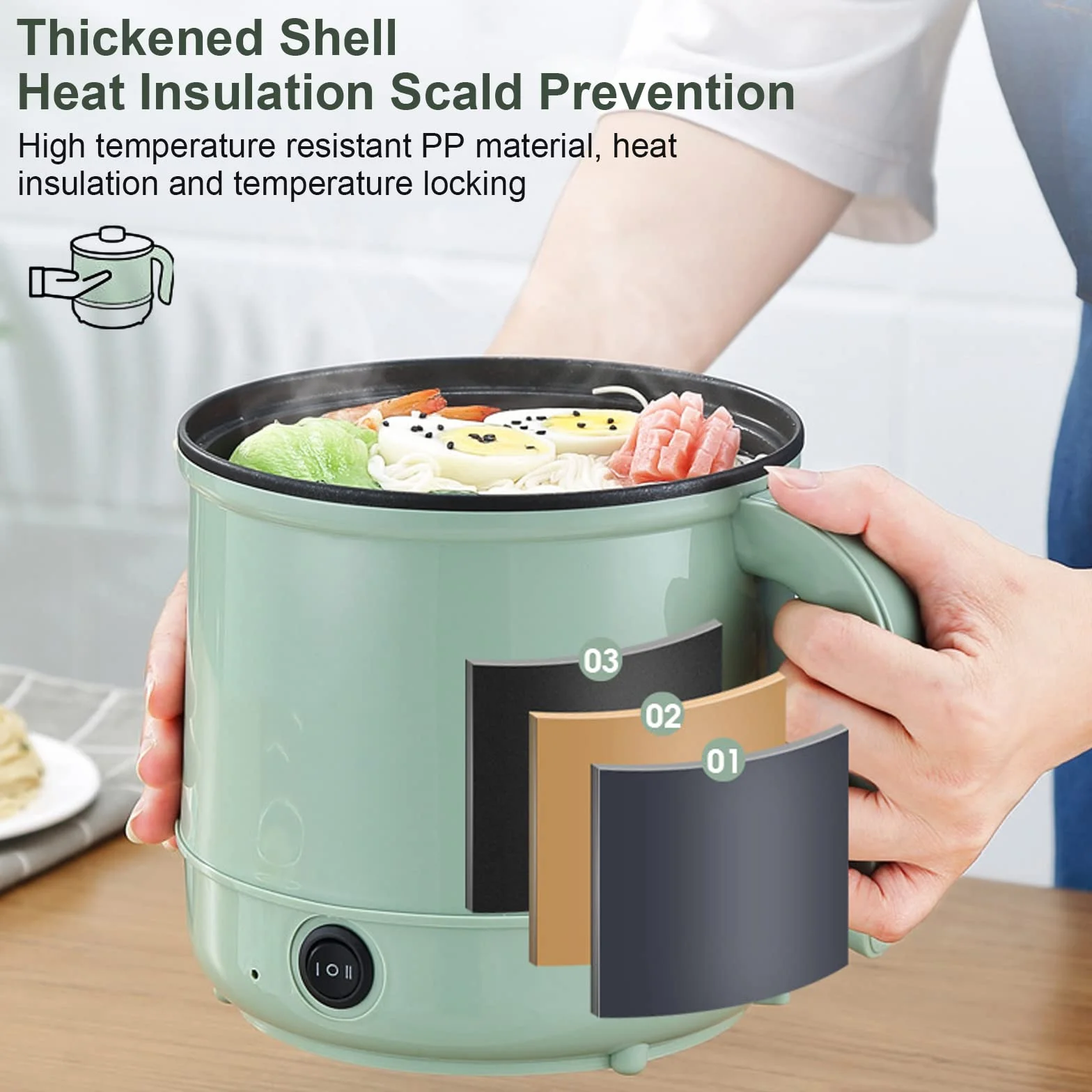 Olla Eléctrica 1.7L Vaporera Multifunción Térmico Hot Pot Shabu