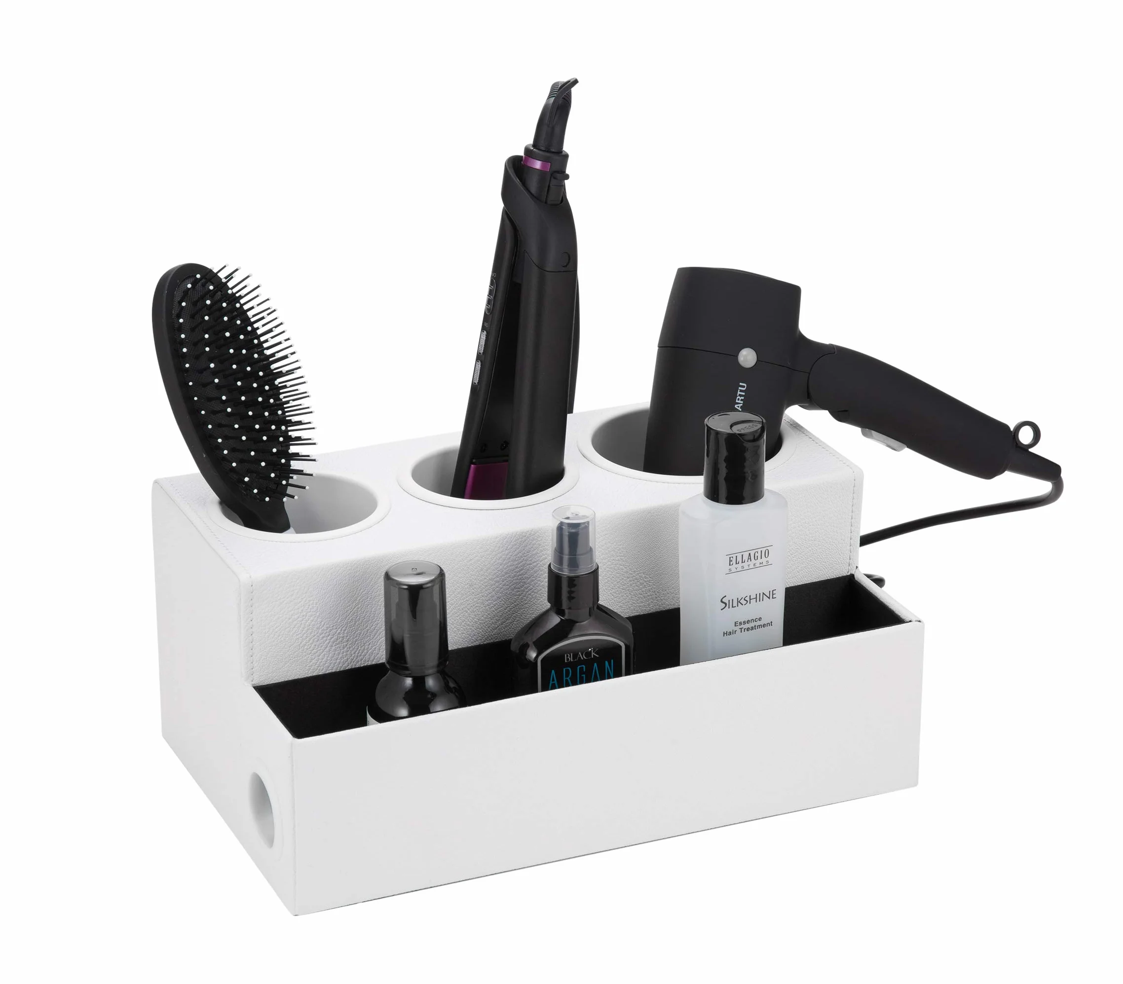 JackCubeDesign - Organizador de secador de pelo Soporte Bandeja de herramientas 3 agujeros (Blanco) - MK154D