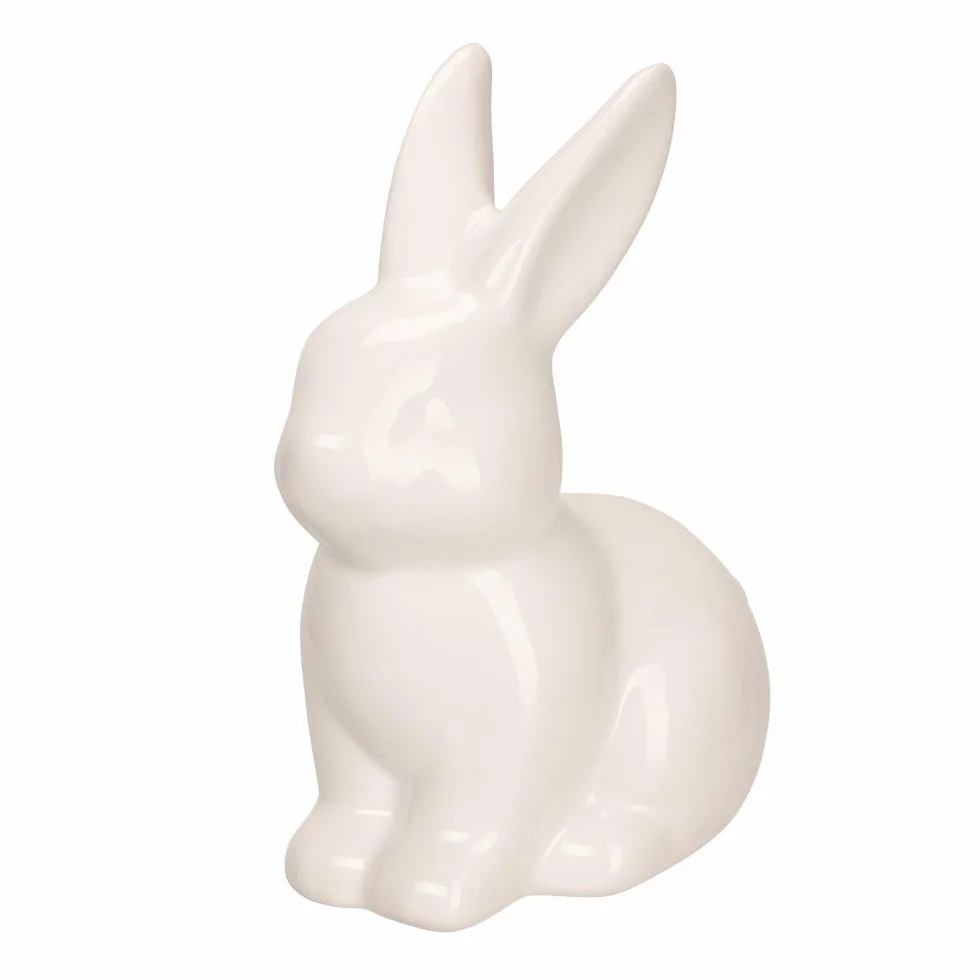 Figura decorativa conejo Pascua blanco brillante dolomita 2 unidades