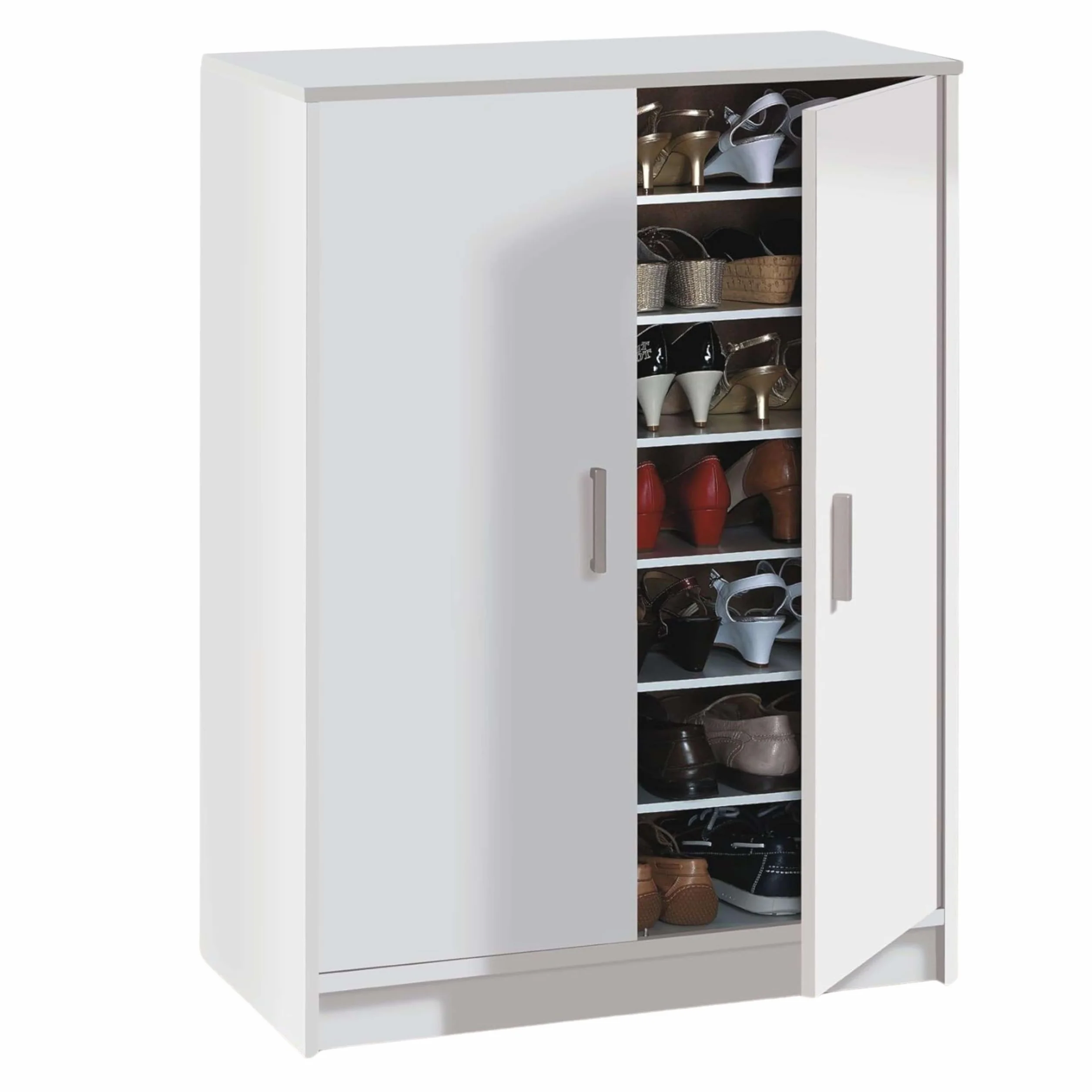 Habitdesign Mueble Zapatero Dos Puertas, Mueble Auxiliar, Modelo Basic Wide, Acabado en Blanco, Medidas: 75 cm (Ancho) x 101 cm (Alto) x 36 cm (Fondo)