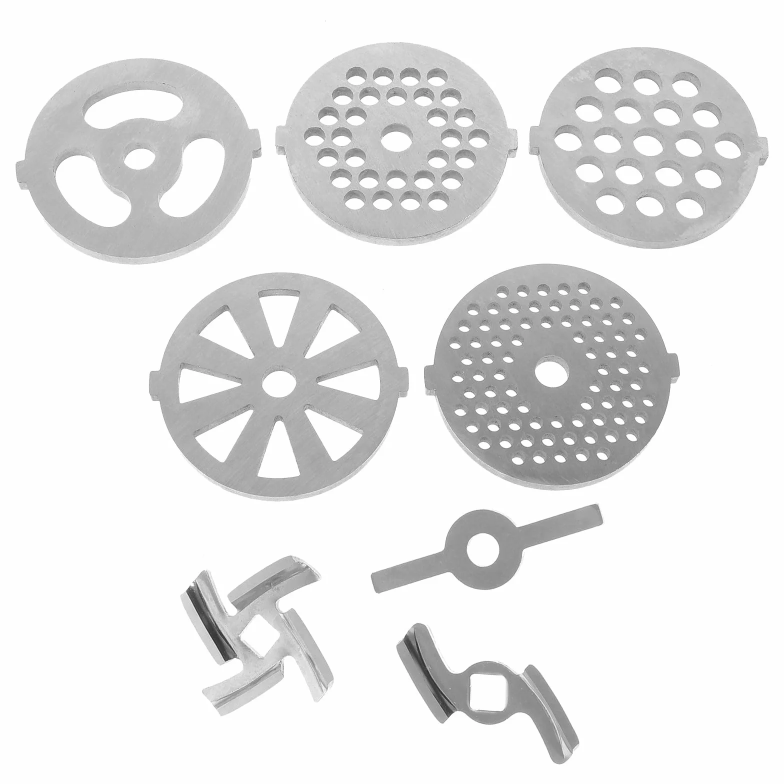 Mikikit Cuchillas para Picadora de Carne y Placas de Acero Inoxidable, Juego de 8 Piezas Discos de Molienda para Uso Doméstico y Profesional