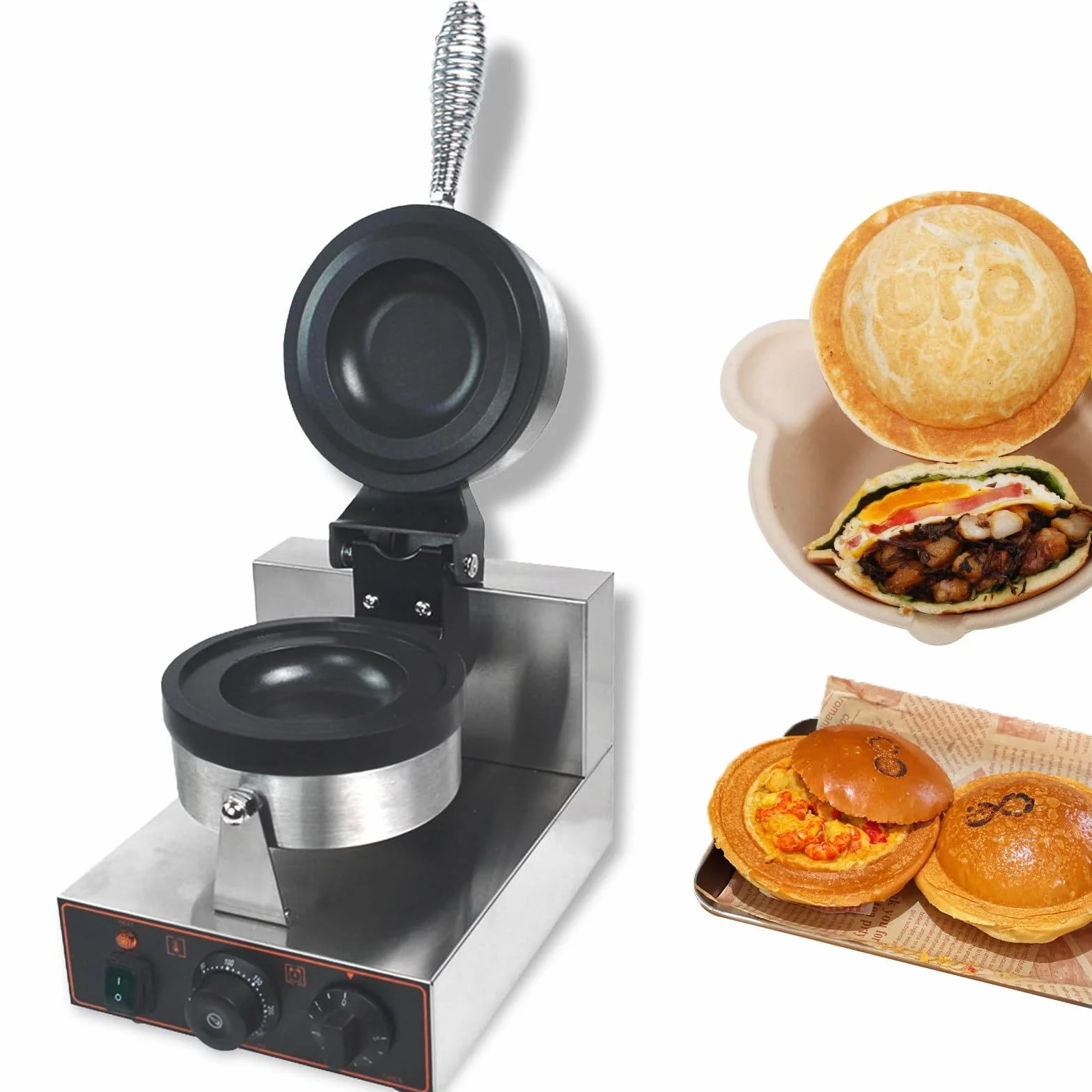 Disquera Pan Cubano Industrial Máquina UFO Hamburguesas eléctrica Prensa de Hamburguesas Comercial Máquina para paninis 50℃~300℃ para restaurantes/cafeterías Singleheadcapping