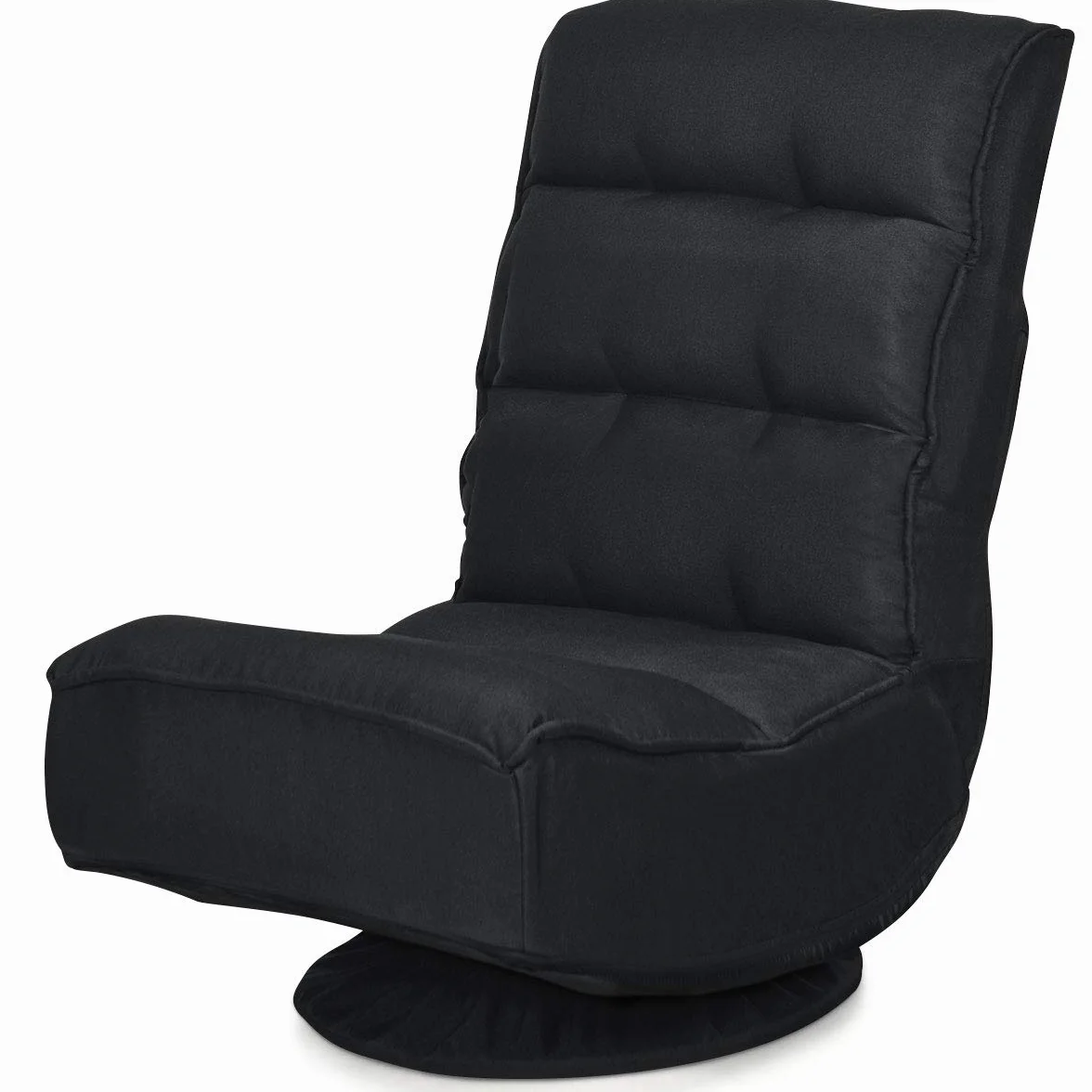LIFEZEAL Silla de Suelo giratoria 360°, Silla de sofá Ajustable de 5 Posiciones, Plegable con Respaldo Ajustable, sin Reposabrazos, soporta hasta 151 kg (Negro)