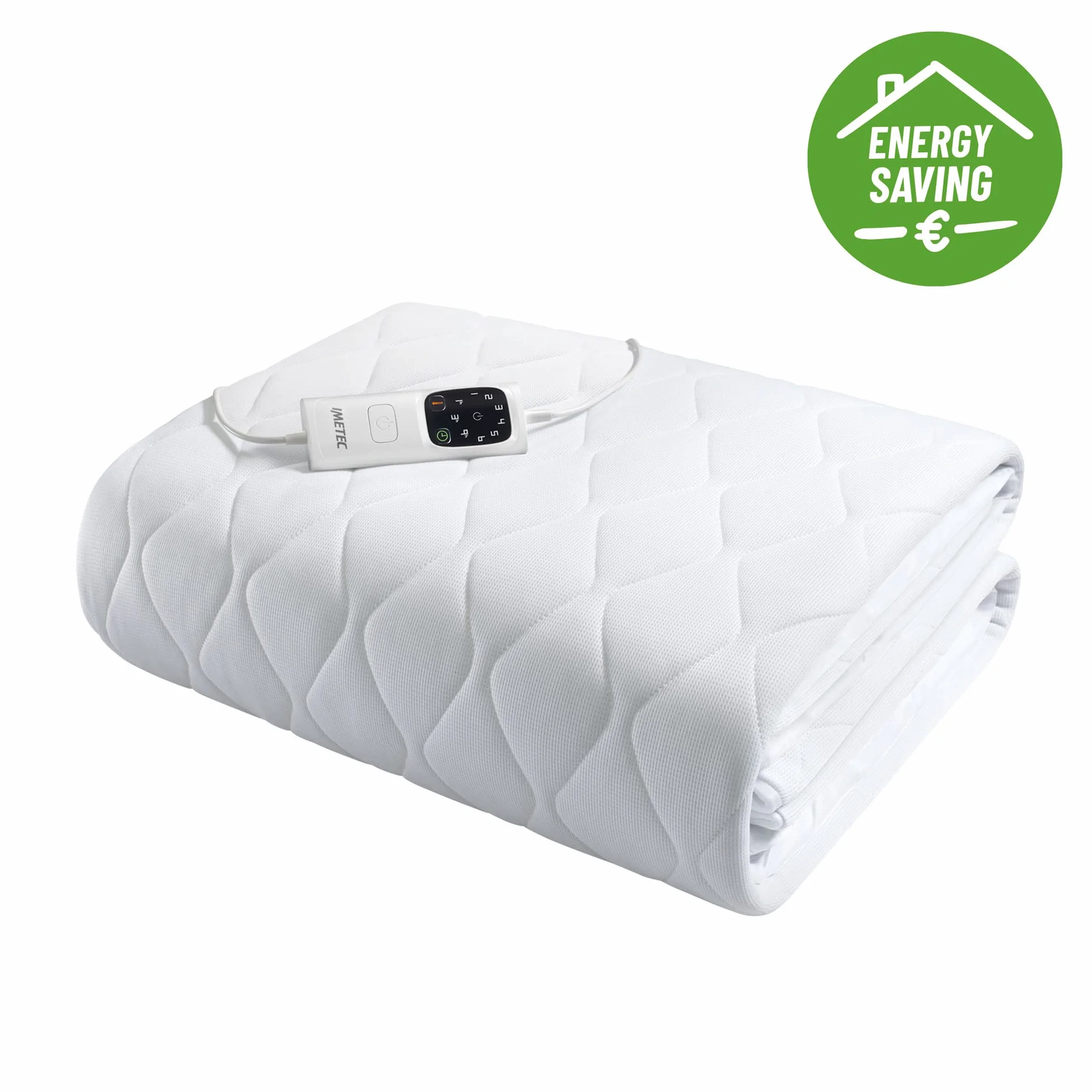 Imetec - Cubrecolchón Scaldasonno Adapto Maxi individual, 195 x 90 cm, calentamiento rápido, temperatura constante y personalizada, tejido hipoalergénico acolchado, mando con 6 temperaturas
