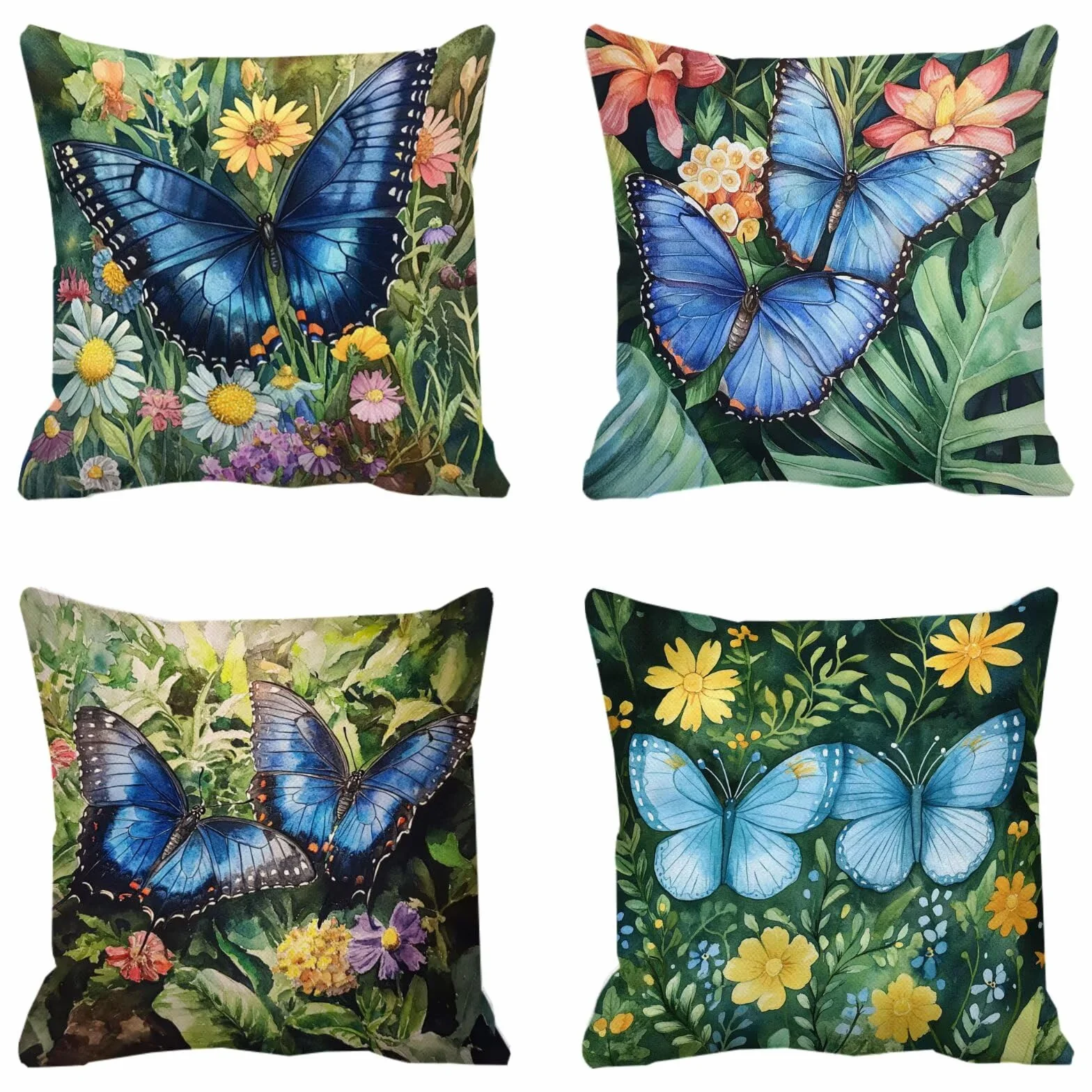 Cojines Sofa Fundas Cojines 50x50cm SúPer Suave Cojin Azul marino Mariposa Juego de 4, Fundas Almohada Impermeable Exterior, Interior Y Exterior Cojin Decorativos, Para SalóN Regalos NavideñOs P-183