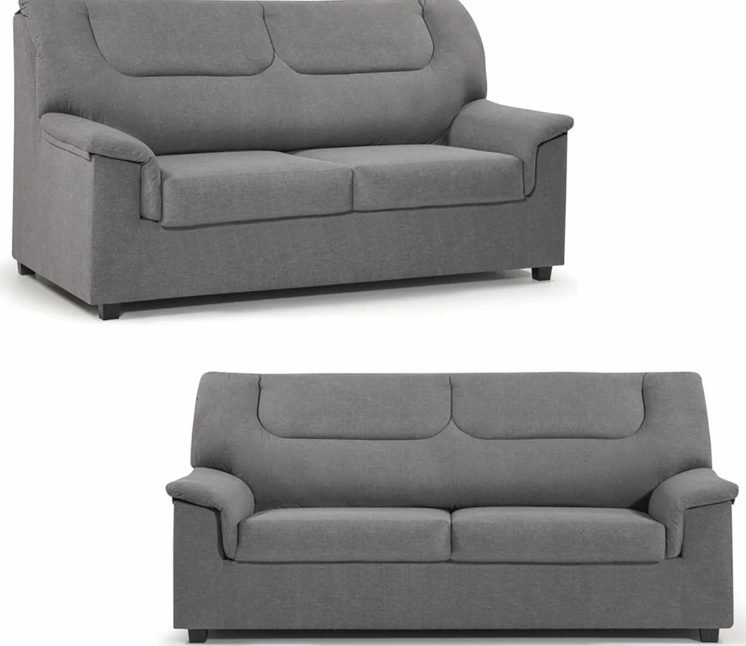 SHIITO | Modelo Tribeca - Conjunto con Sofa 3 Plazas + Sofá 2 Plazas | Máximo Relax y Confort | Color Gris
