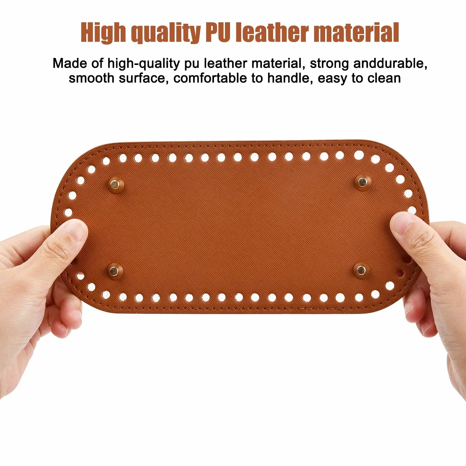 Laughhe 4 Piezas Bolsa Cojín Inferior Oval de Cuero PU 22×10CM para Fabricación de Bolsos