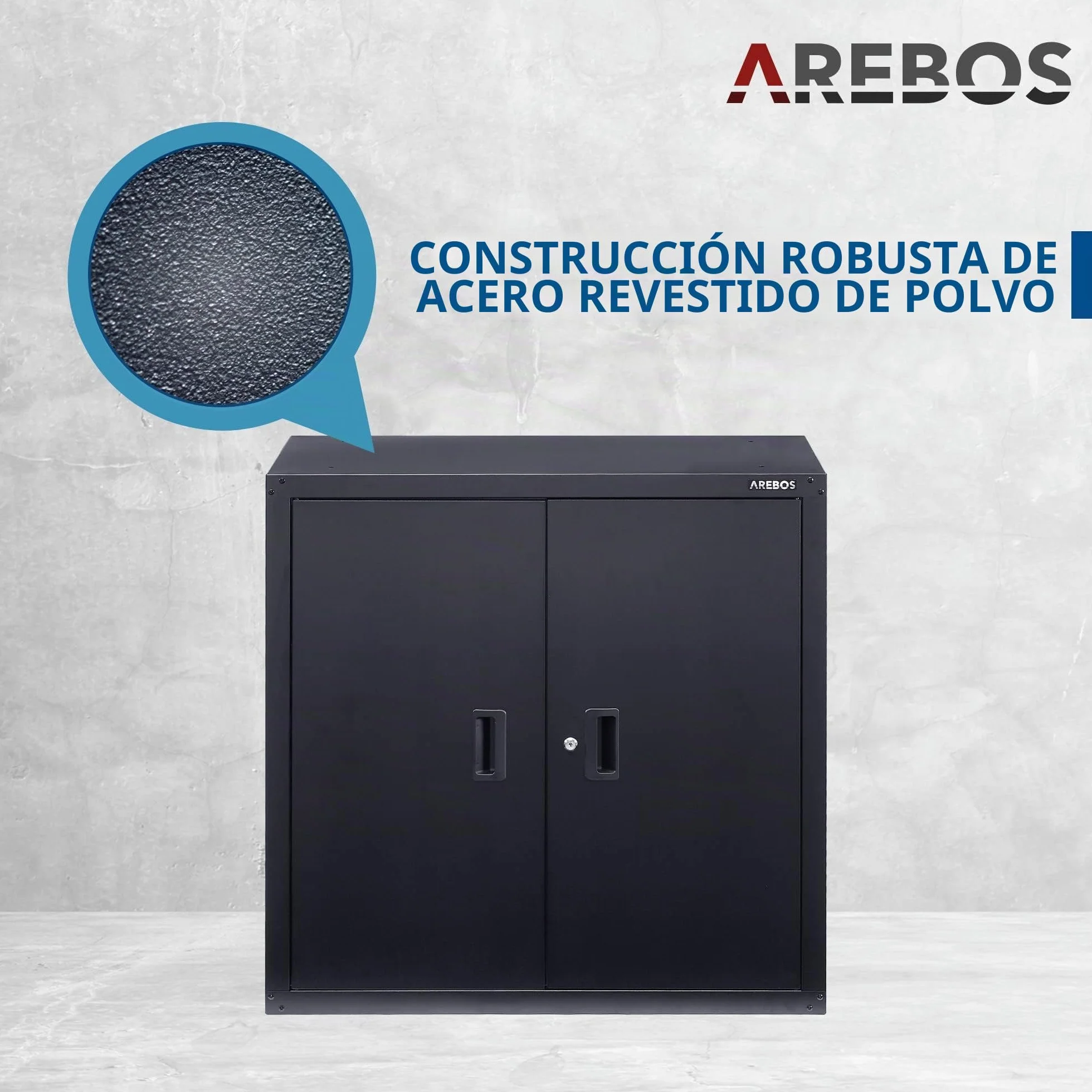 Arebos Armario de Oficina y Almacenamiento | 4 Estantes de Altura Ajustable | 90x90x40 cm | Negro