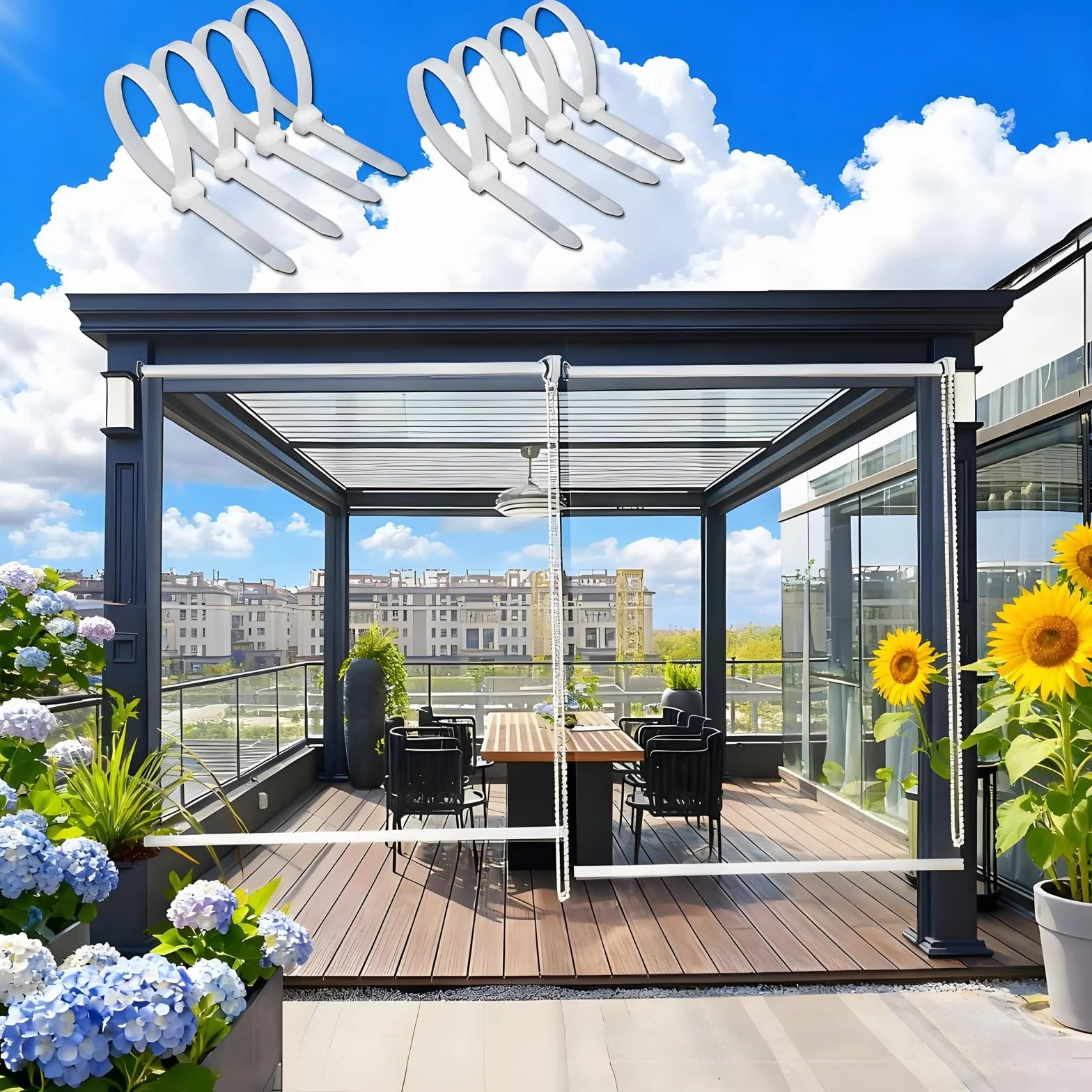 Cortina Enrollable Transparente de PVC - Estores Enrollables Impermeable - para Terraza, Jardín, Balcón, Pérgola, Ventanas Y Puertas - Persianas Cubierta de Vinilo Protectora(W200xH230cm)