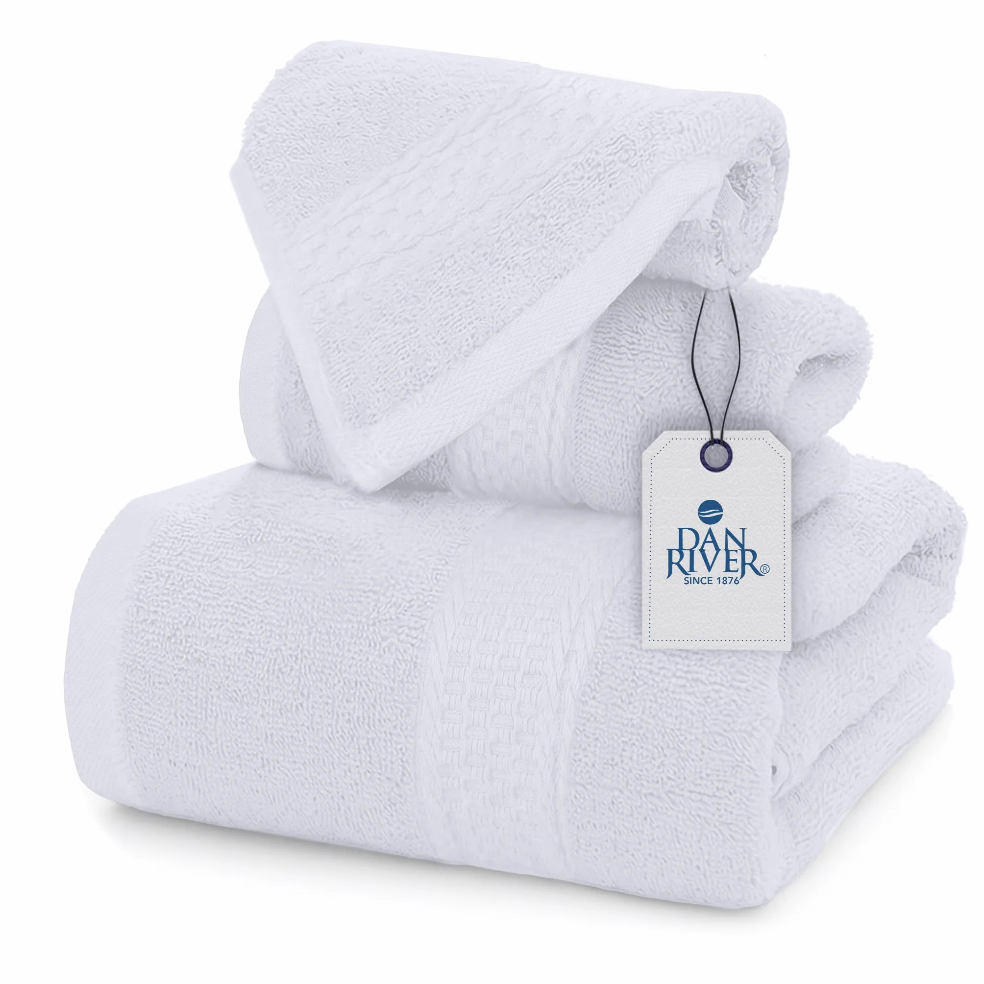 Dan River Juego de 3 Toallas de baño de 100% algodón de Lujo, máxima Comodidad y absorción para baño, Juego de Toallas de baño de Lujo para el hogar y el SPA (27 x 54 Pulgadas),
