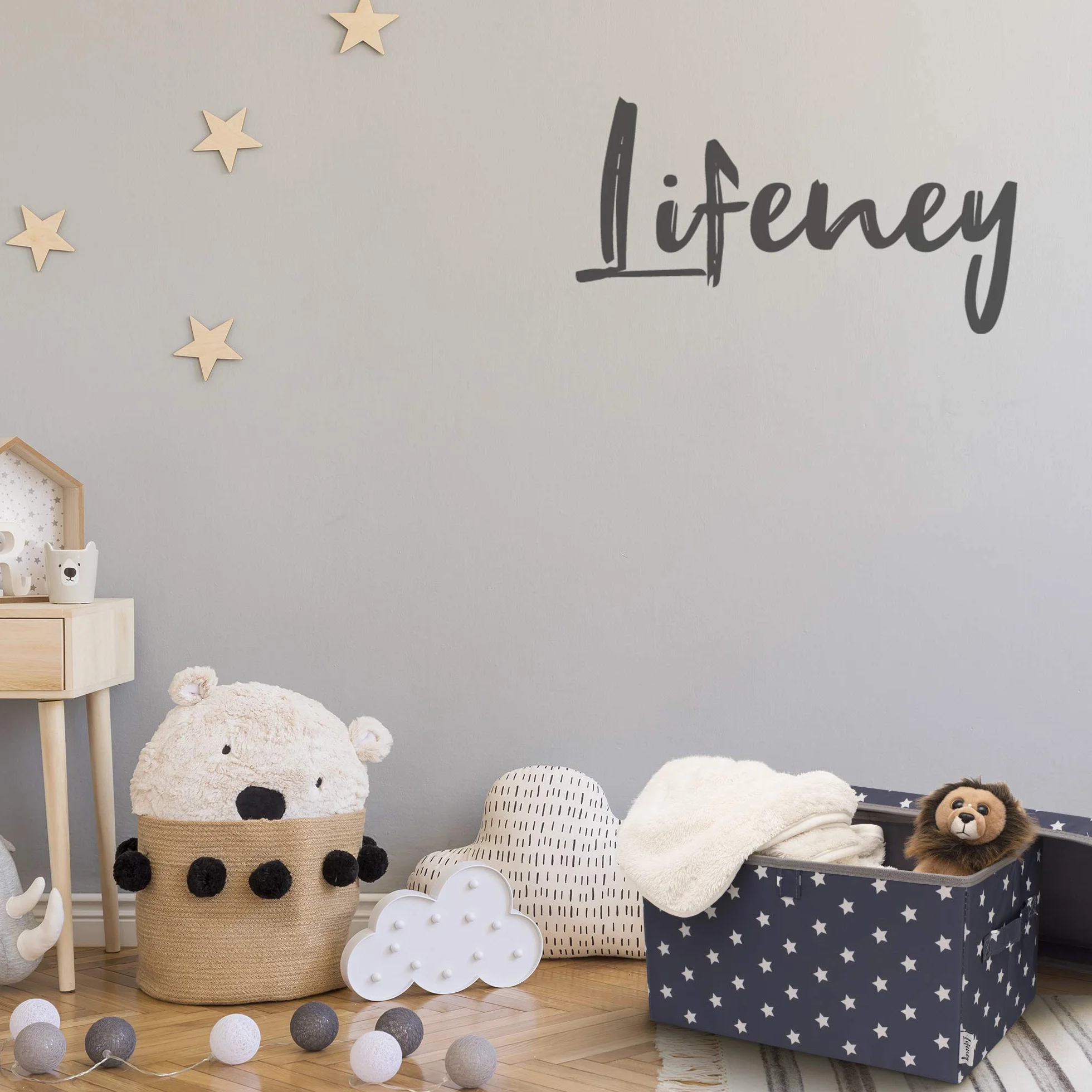 Set de 2 Cajas de Almacenaje para Niños (37x25x21cm) I Cesta de almacenaje para la habitación y el salón de los niños I Caja de almacenaje para niños (Pink Star)