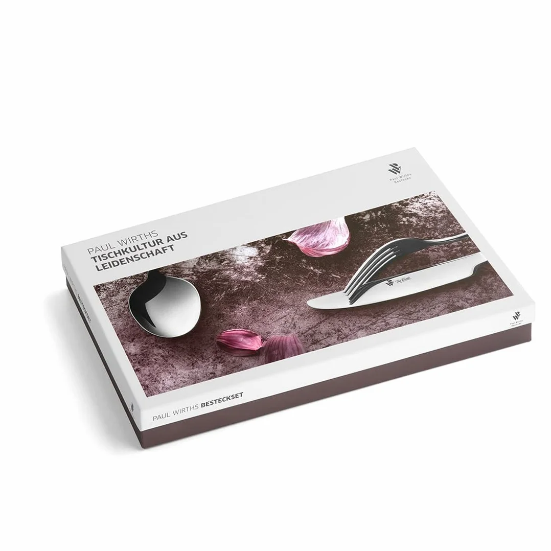 PW Paul Wirths Pure 90 - Cubertería para 6 personas, 24 piezas, acero inoxidable pulido, apto para lavavajillas, cubiertos con bandeja para cubiertos