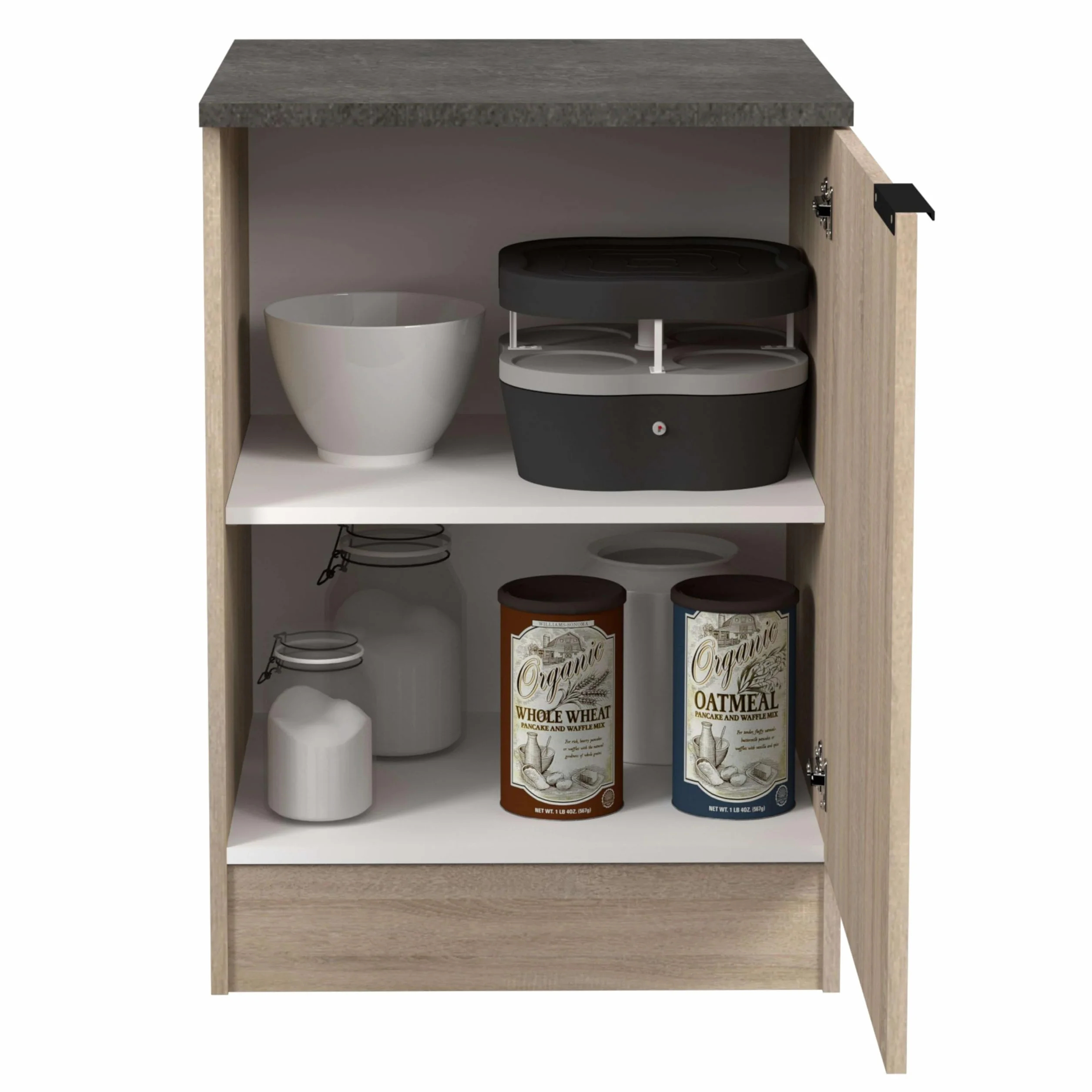Miroytengo Módulo Cocina Inferior Arko Estilo Industrial en Color Roble Áspero y Negro con 1 Puerta y 1 Estante Interno 60x60x86 cm