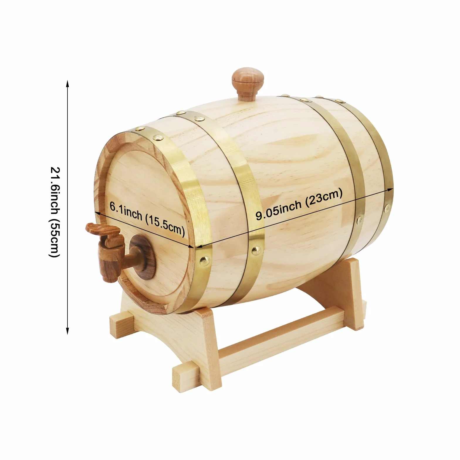 Barril de roble de 3 litros, barriles para hacer vino, barril de vino vintage, dispensador de barril de vino de madera con soporte para grifo para cerveza, whisky, ron puerto