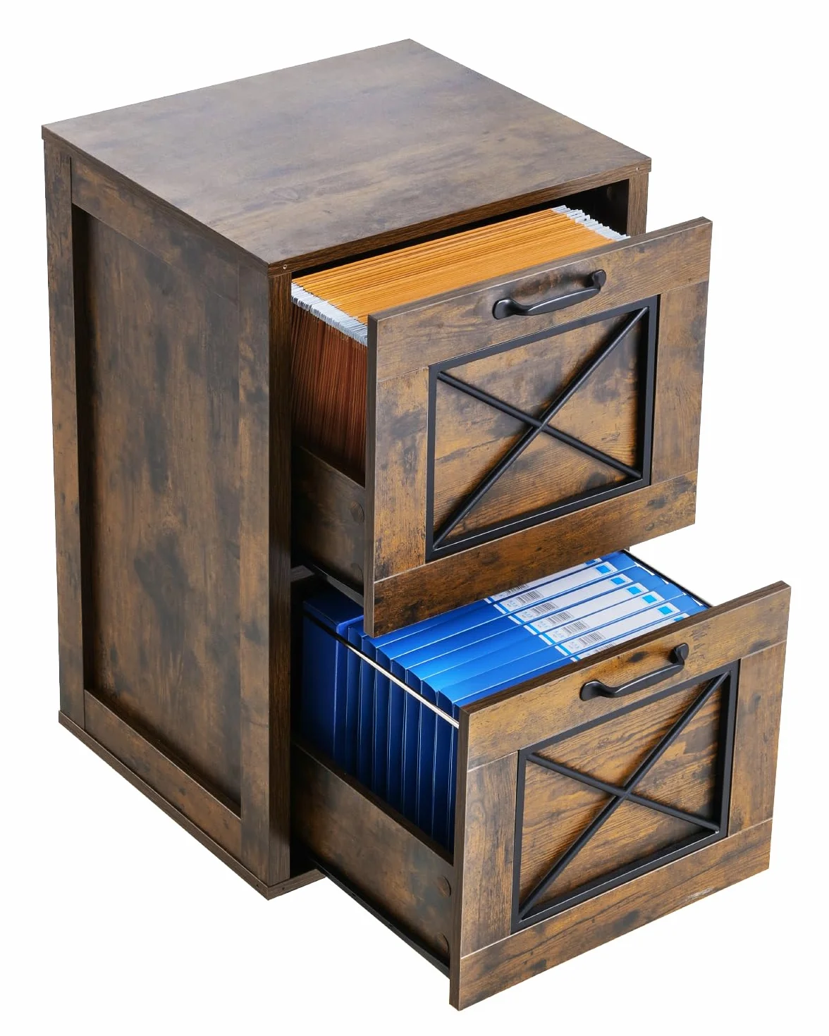 VEVOR Archivador Vertical, Archivador Vertical 450 x 400 x 687 mm de 2 Cajones con Barra de Suspensión Ajustable de 2 Niveles para Archivos de Tamaño A4/Carta/Legal para Oficina, Marrón Miel