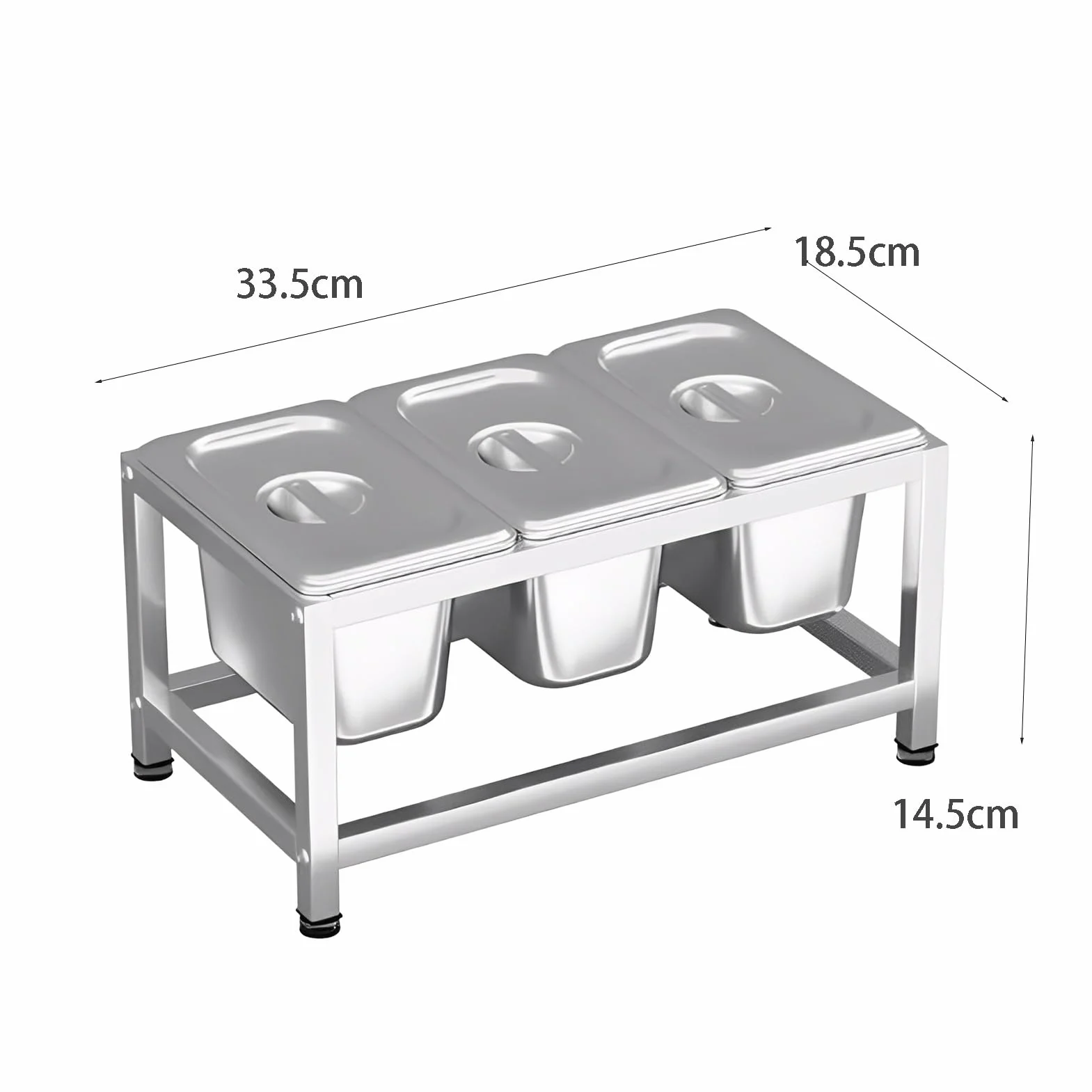 Contenedor de especias de acero inoxidable, estación de ingredientes multifuncional con separadores extraíbles y patas de goma antideslizantes, fácil de limpiar