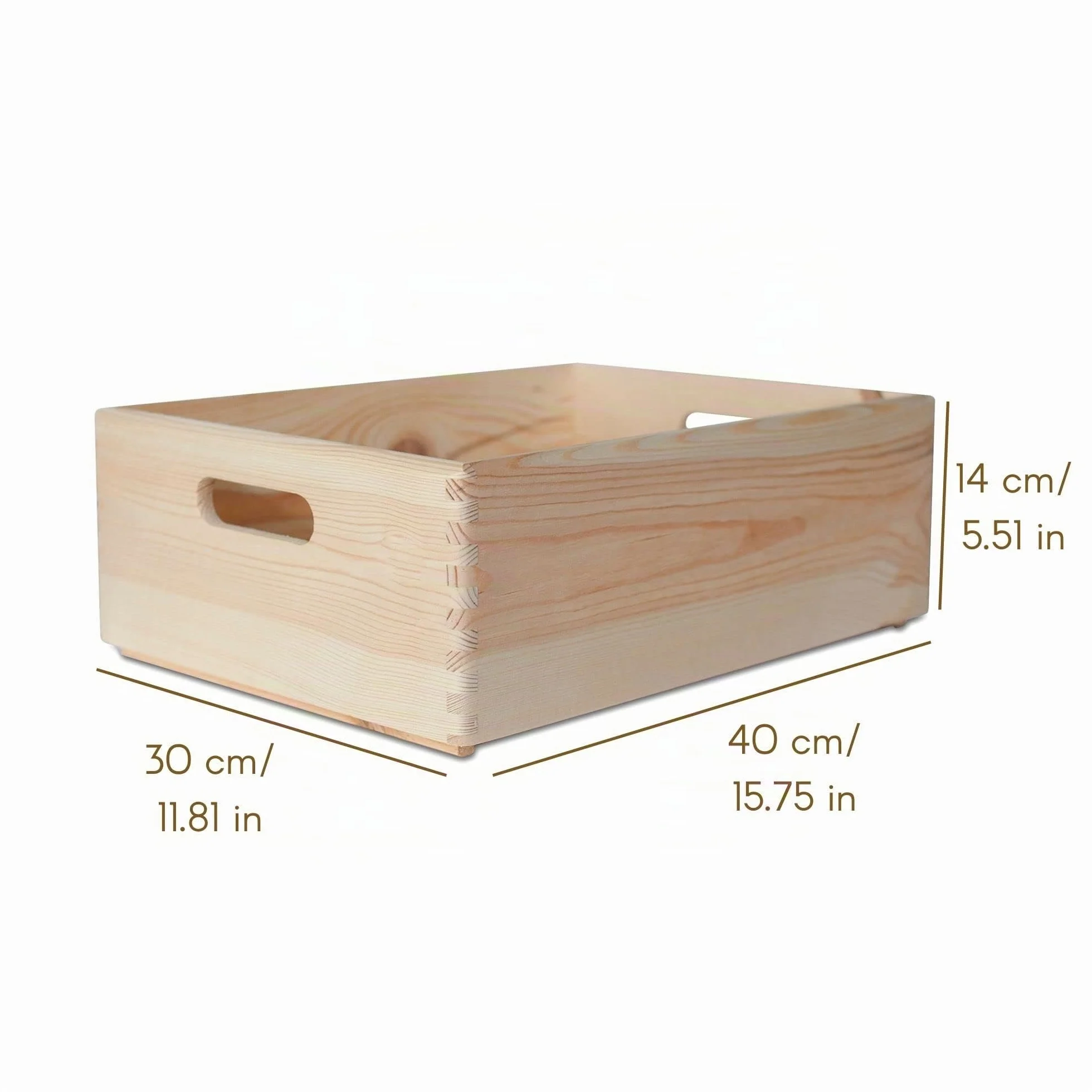 Grande Caja de Madera Decorativa Almacenaje 40x30x14 cm Asas Cofre Baúl