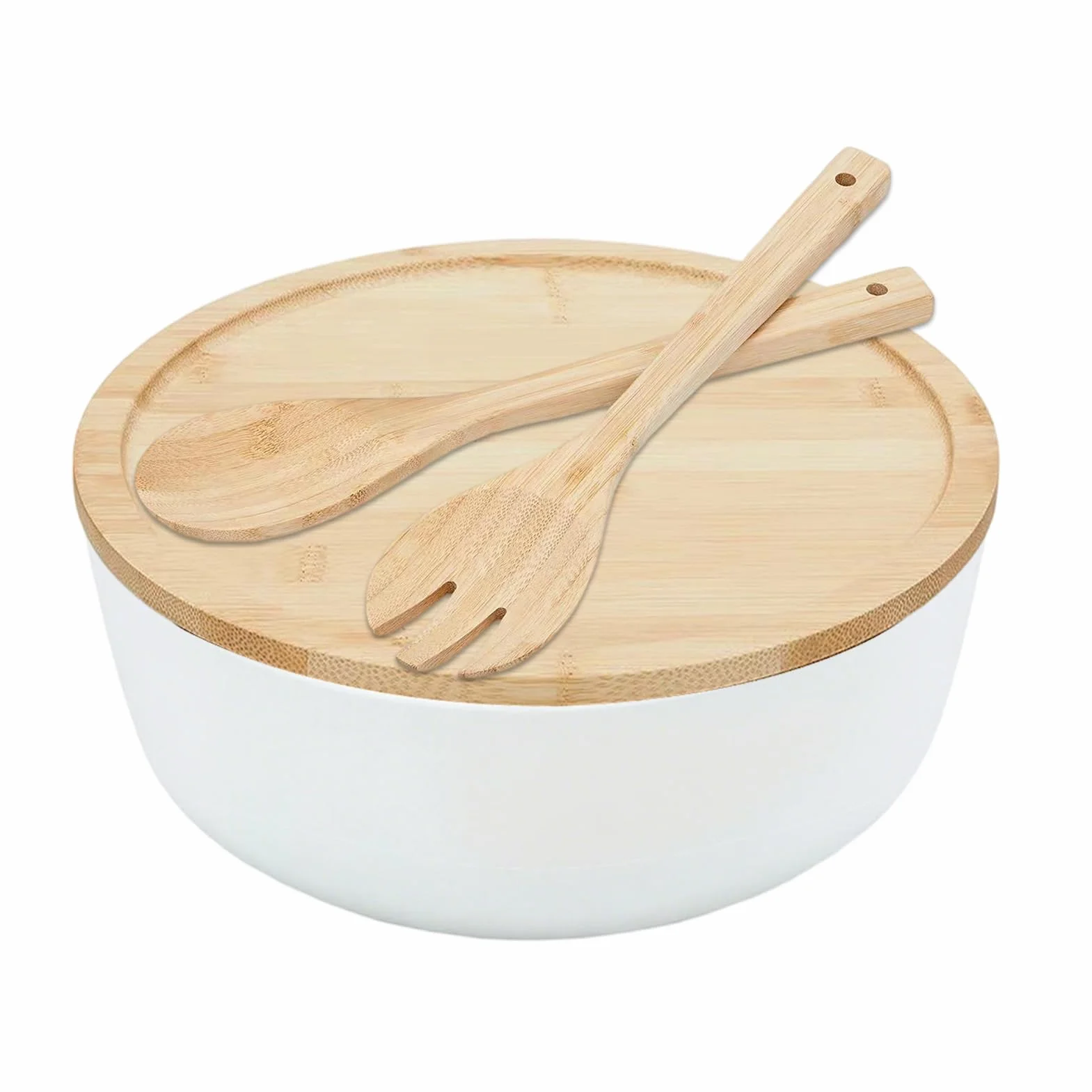 Ensaladera Grande Ensaladeras De Madera Vajilla Cuchara Tenedor | Ensaladera Frutas Tapa Contenedores Alimentos Snacks Pasta Cereales Fideos Preparación Comidas Almuerzo Cena Camping Hogar