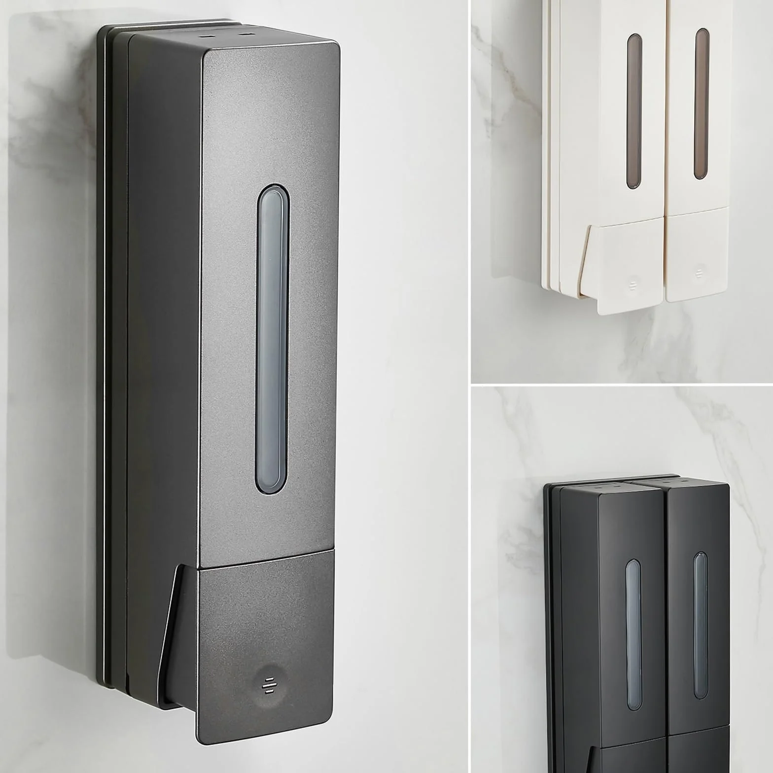Dispensador de jabón Dispensador de jabón plástico Pared con dosificador for hogares, hoteles y baños Dispensador de Bomba de loción(Negro)