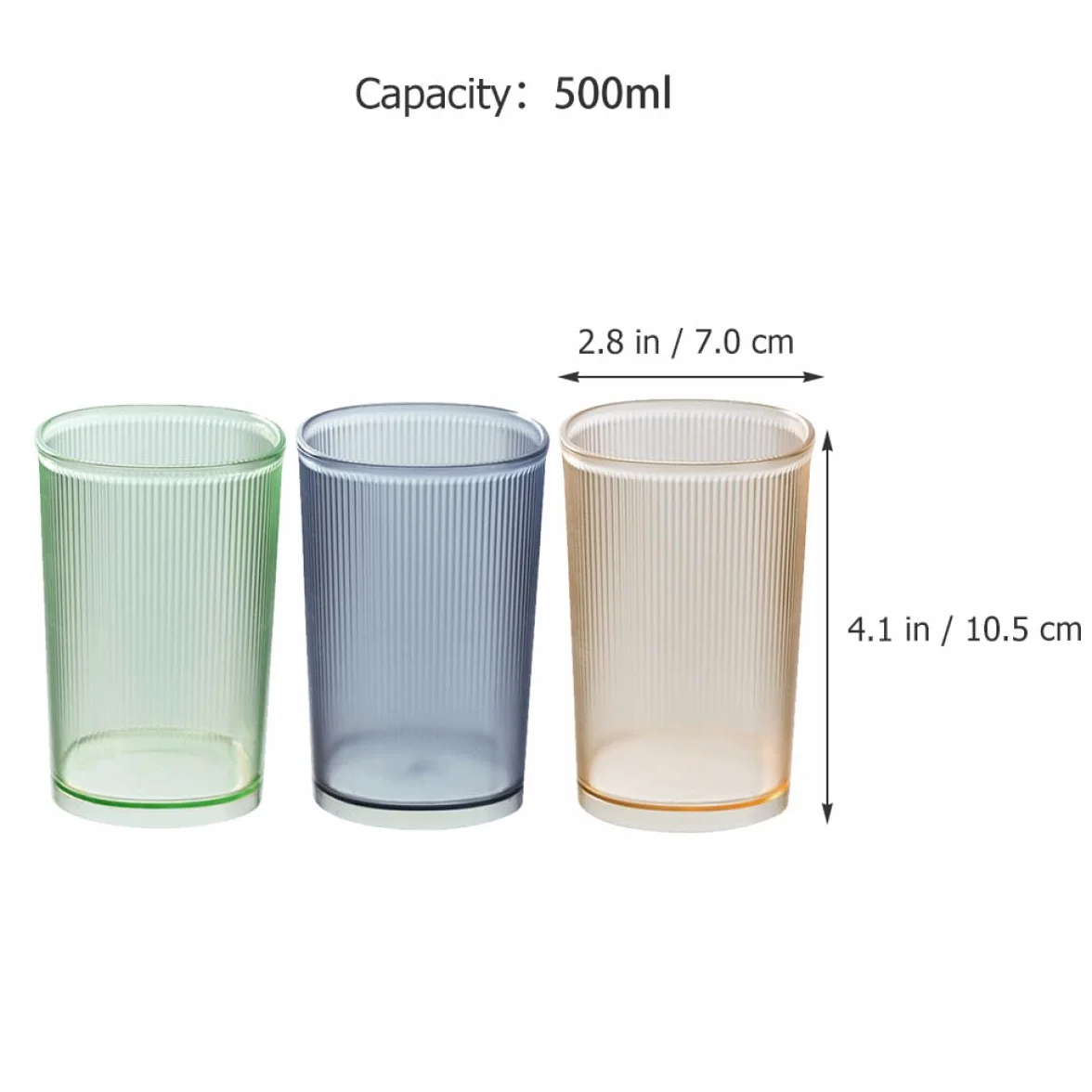 Vasos para Cepillos de Dientes 500ml, Pet Resistente, Apilable, Acabado Mate, 3 Piezas
