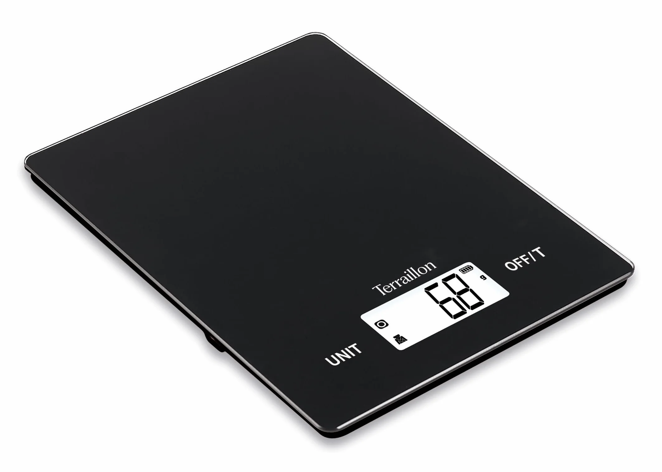 TERRAILLON SMART USB C – Báscula electrónica de cocina, recargable por USB, pantalla LCD retroiluminada, auto encendido, función tara y conversión líquida, capacidad 5 kg, graduación 1 g, color negro