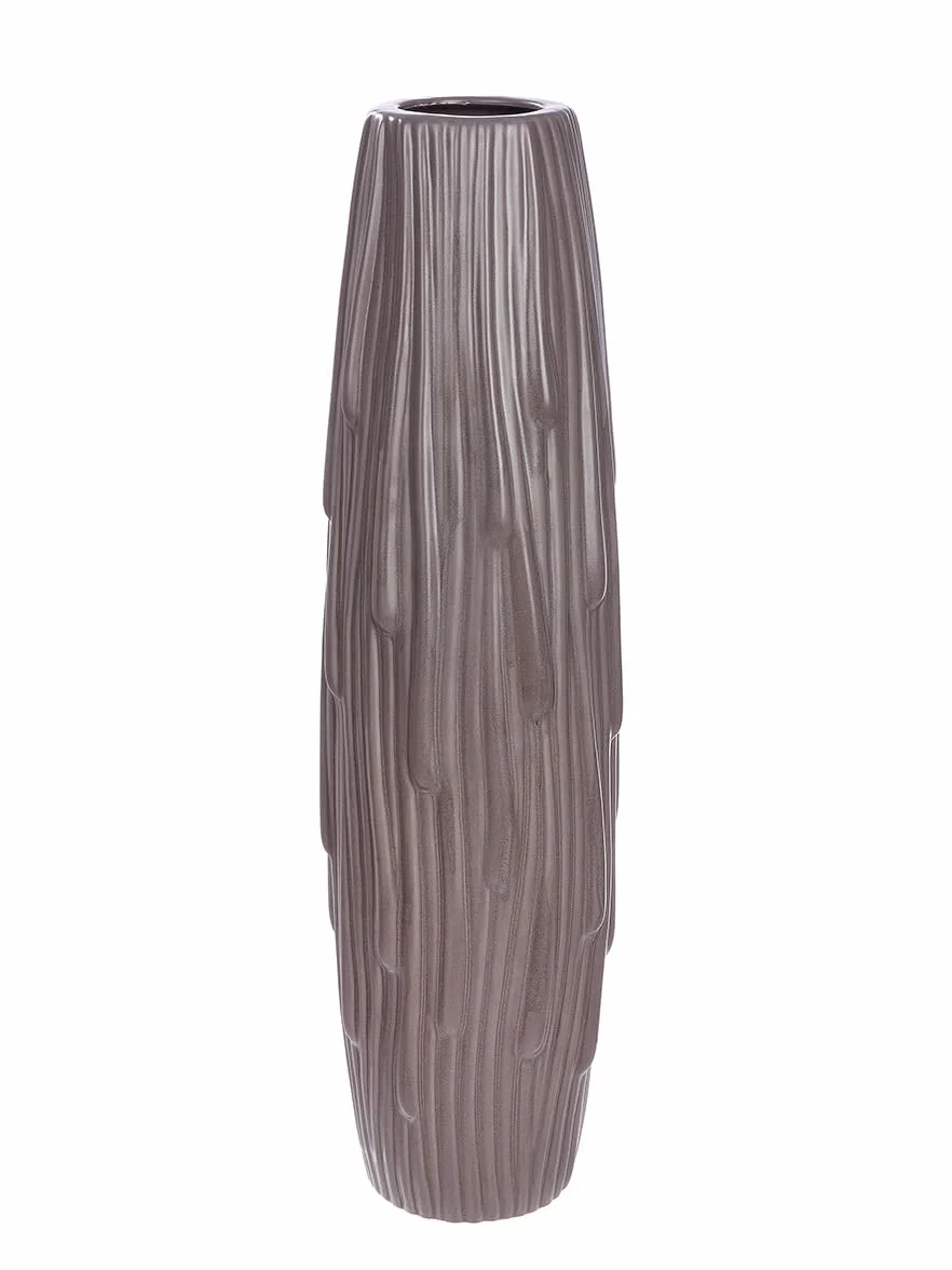 Casablanca Jarrón de cerámica Gris Mate, Altura 58 cm, diámetro 17 cm, decoración para el hogar, jarrón de Flores