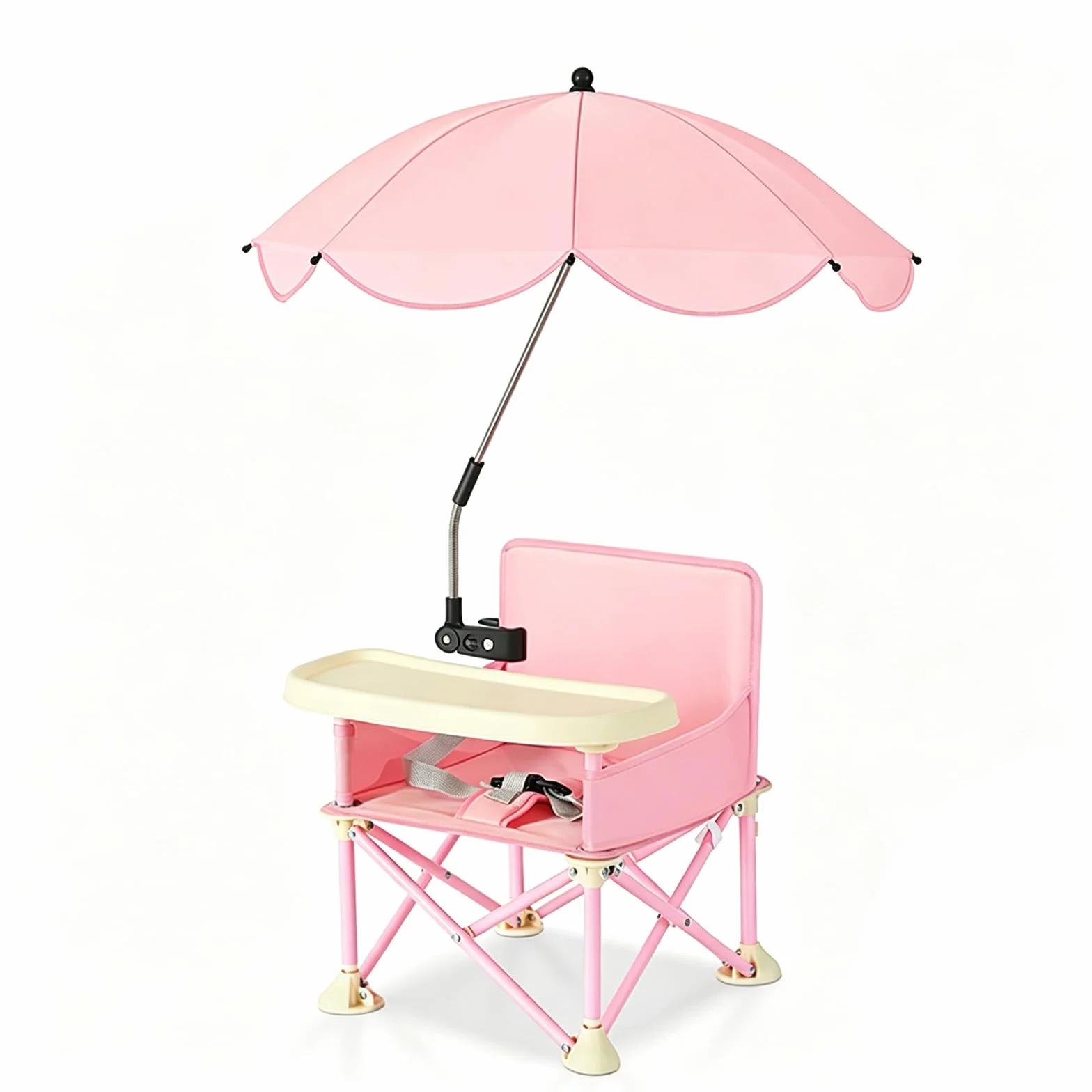 Asiento Elevador PortáTil,Para Silla De Comedor,Trona Plegable BebéS Con Bandeja ExtraíBle Y ArnéS Seguridad,FáCil Limpiar Almacenar,Ideal Camping,Playa JardíN,Para NiñOs PequeñOs,NiñOs NiñAs(Color:Pi
