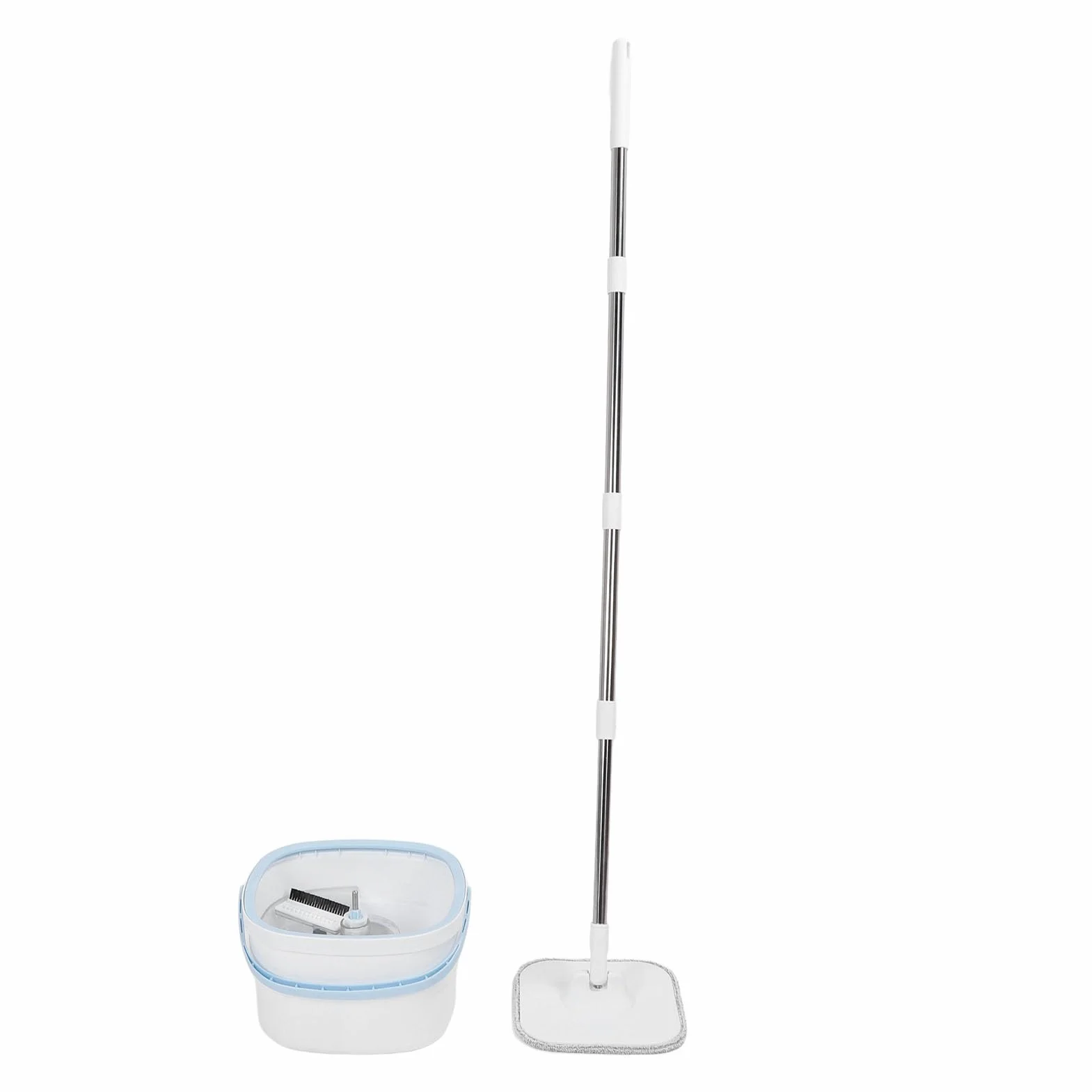 Fabater Juego de Fregona Giratoria y Cubo, de Agua Limpia y Sucia Autoseparante, Fregona Cuadrada Giratoria de 360 ​​Grados con de Microfibra Ajustable de Acero Inoxidable para el Hogar