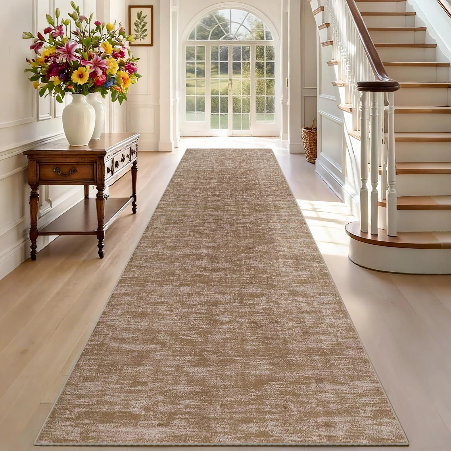 Alfombras de Pasillo Larga 100 x 350 cm Alfombra Corredor Antideslizante Alfombras de área Lavable Alfombra Pasillo Alfombra Cocina Lavable Alfombra Entrada Marrón