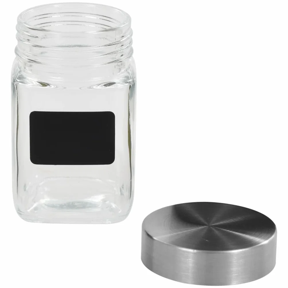 Mangloder - Tarros de cristal con pegatinas (12 unidades, 300 ml, con tapa plateada, apertura ancha, cierre hermético, para mermelada, chutney y orden de cocina)