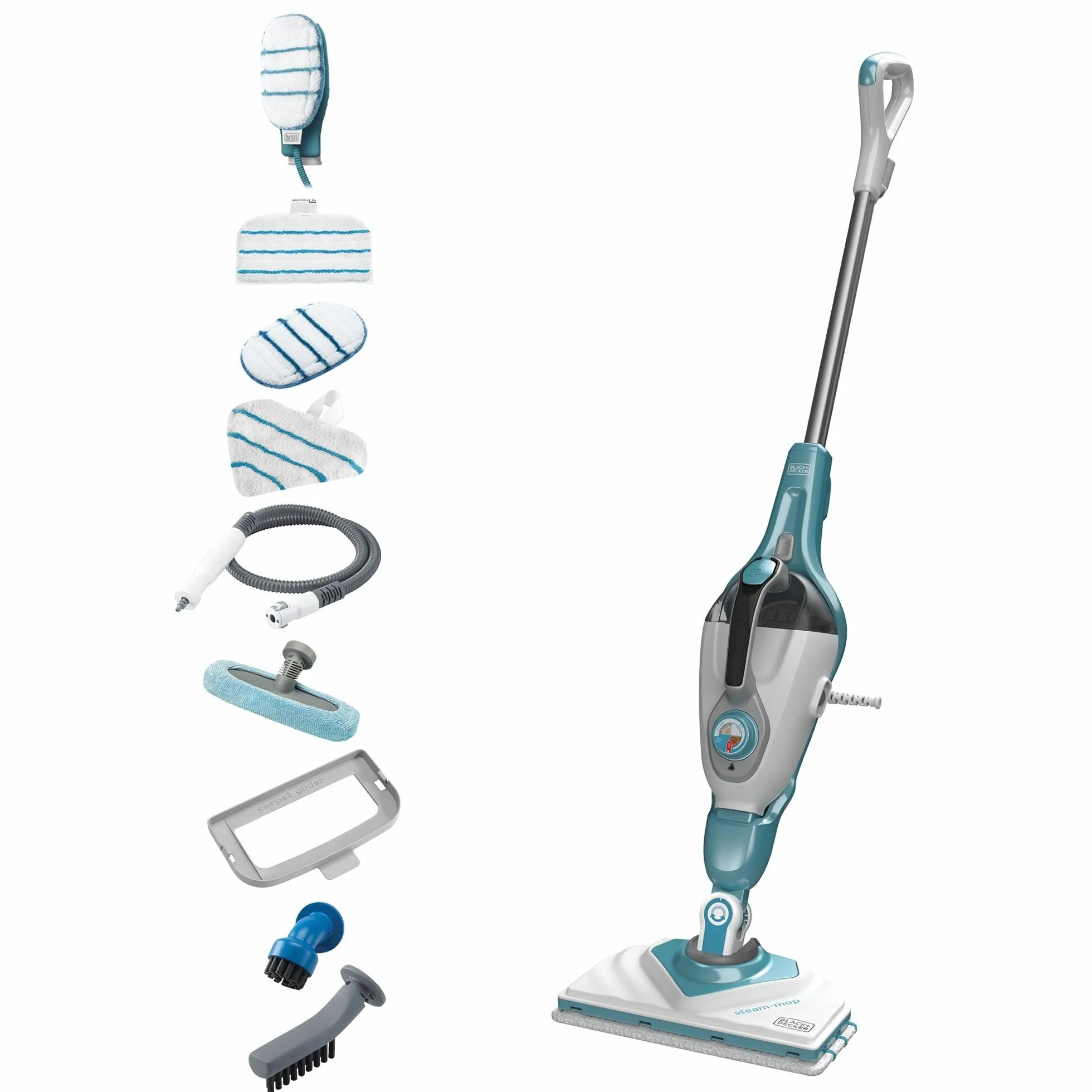 BLACK+DECKER Fregona de vapor 2 en 1 con guante limpiador de mano SteaMitt y 11 accesorios, BHSM166DSM-QS