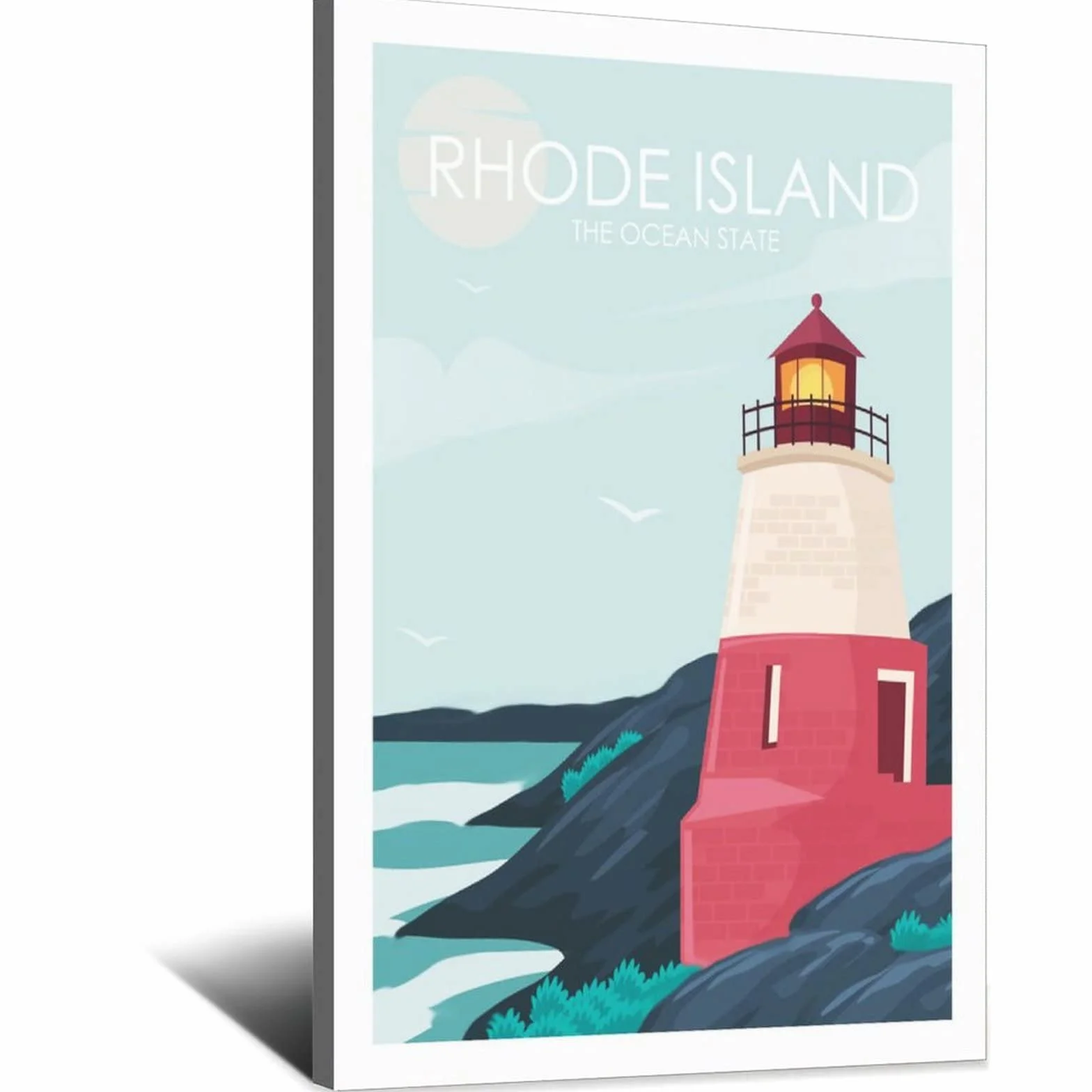 YONGCAI Póster de viaje vintage de Rhode Island para pared, decoración del hogar, decoración de la habitación, póster de pintura