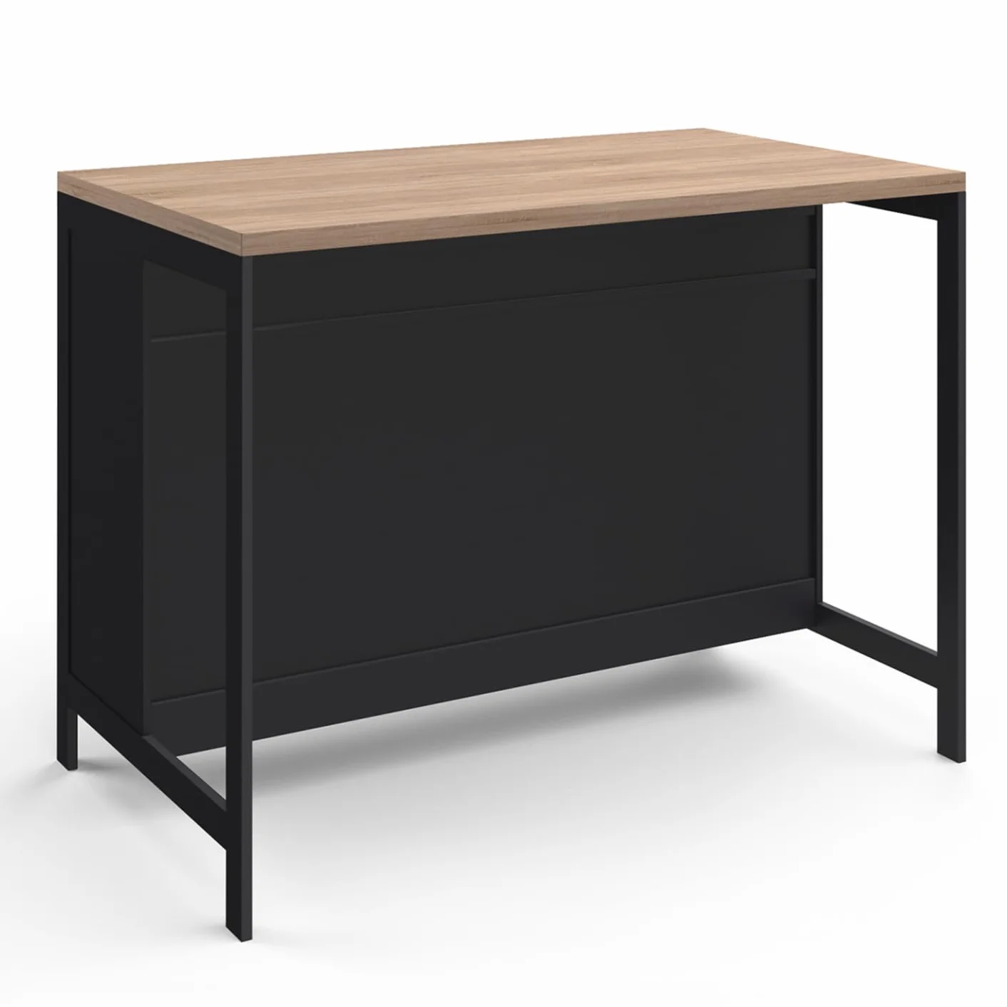 IDMarket - Isla central 120 cm campo ISIS con madera efecto haya y tablero negro