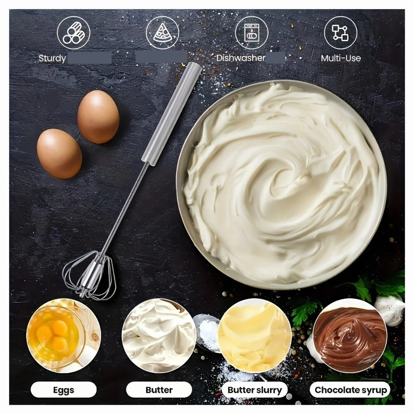 Batidor y Espumador de leche multifunción acero inoxidable, batidor Manual mano for crema huevos
