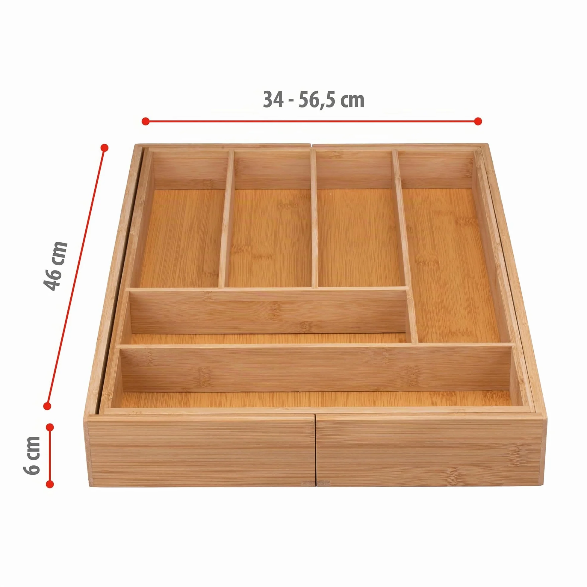 Organizador Cajones Alpina Extensible 46x34-56,5x6 cm 8 Compartimentos Bambú
