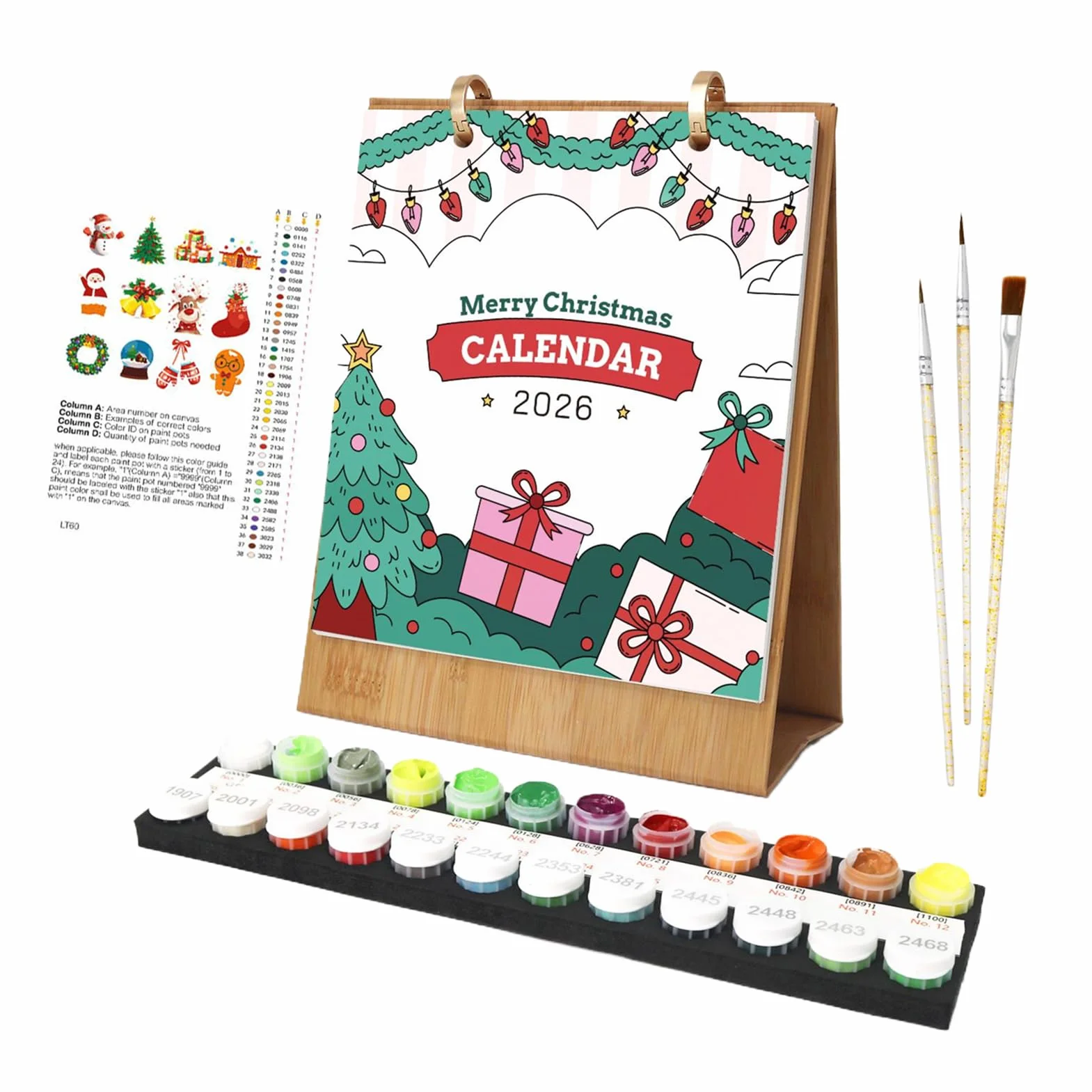 Calendario De Adviento | Calendario de Mesa Temática de Navidad Pinturable | Planificador De Suministros De Arte Para Pintura Y Artesanía Para Adolescentes Hogar Cocina Escuela Familia