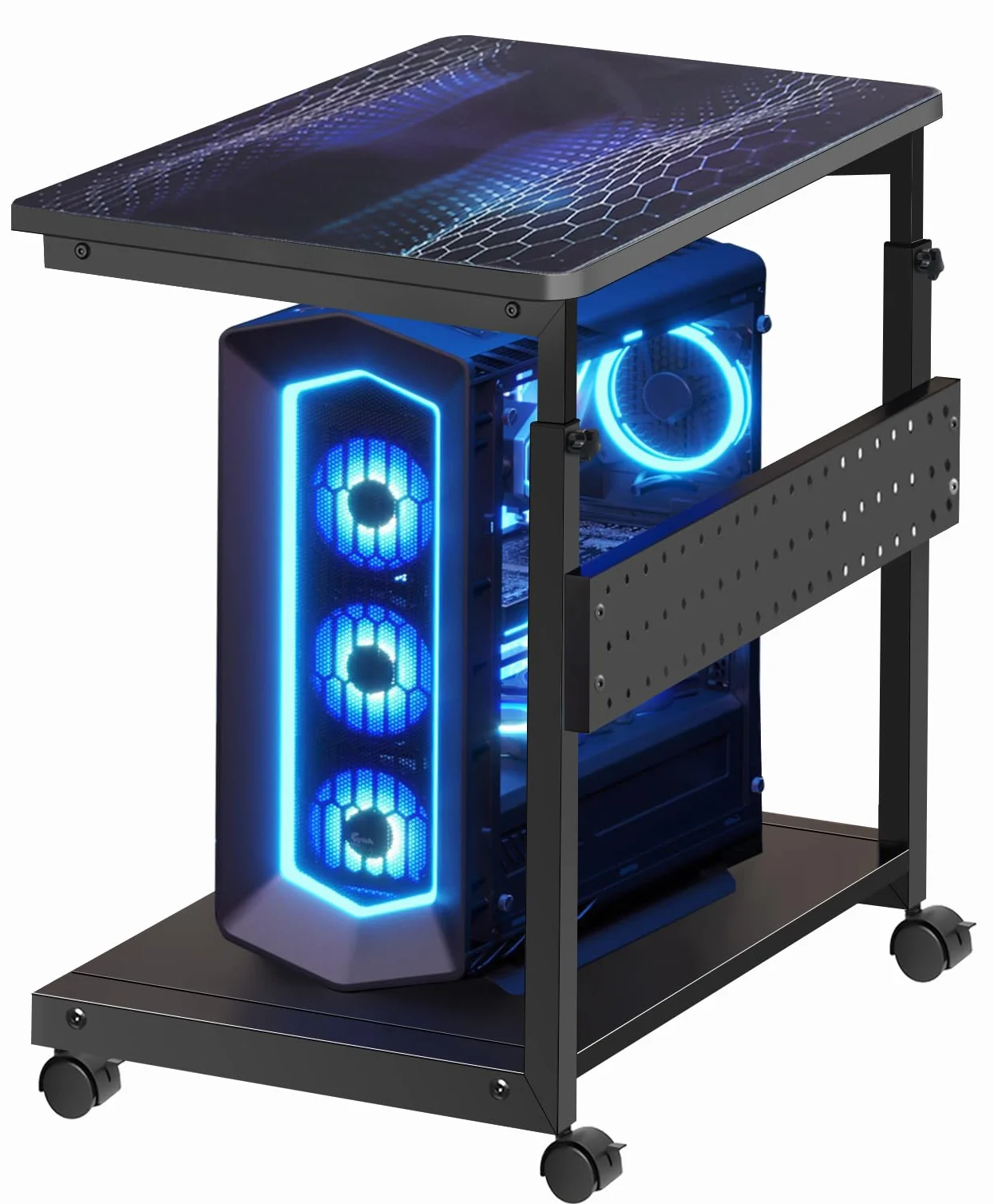 Soporte para CPU de 2 capas, altura ajustable, soporte para torre de ordenador, carcasa ATX, soporte para CPU, bajo escritorio, impresora con ruedas y alfombrilla de ratón