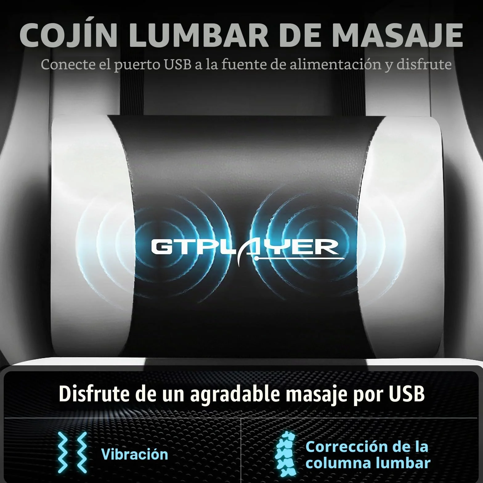 GTPLAYER Silla de Oficina para Gaming, Masaje, sillón, Silla ergonómica para Gamer, con reposapiés, reposacabezas, cojín Lumbar, Acolchado, Silla giratoria, Color Blanco
