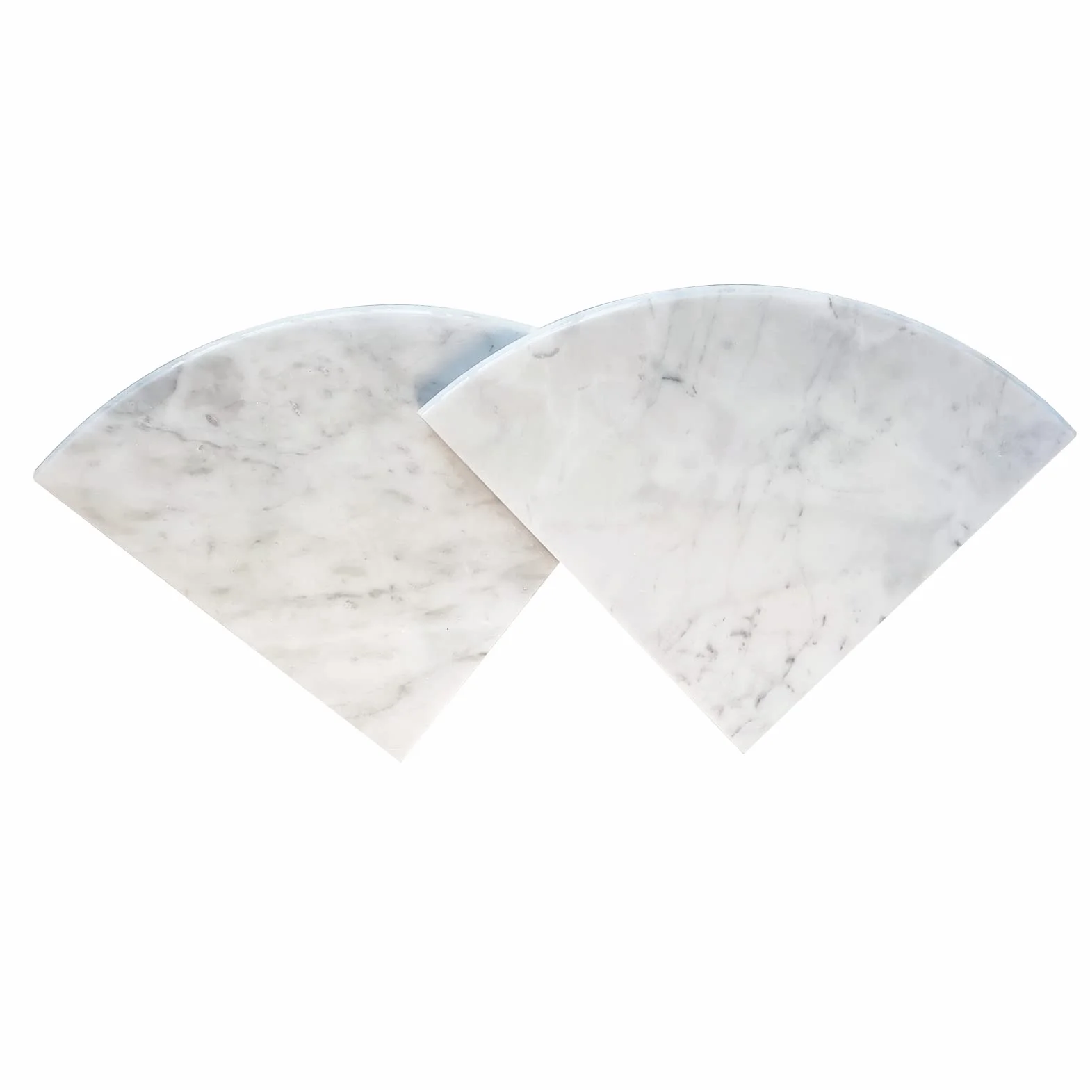 2 estantes esquineros de mármol para ducha para baño, estantes de esquina de mármol natural de 9 pulgadas para baño, montado en la pared, ambos lados pulidos (2, color blanco Carrara)
