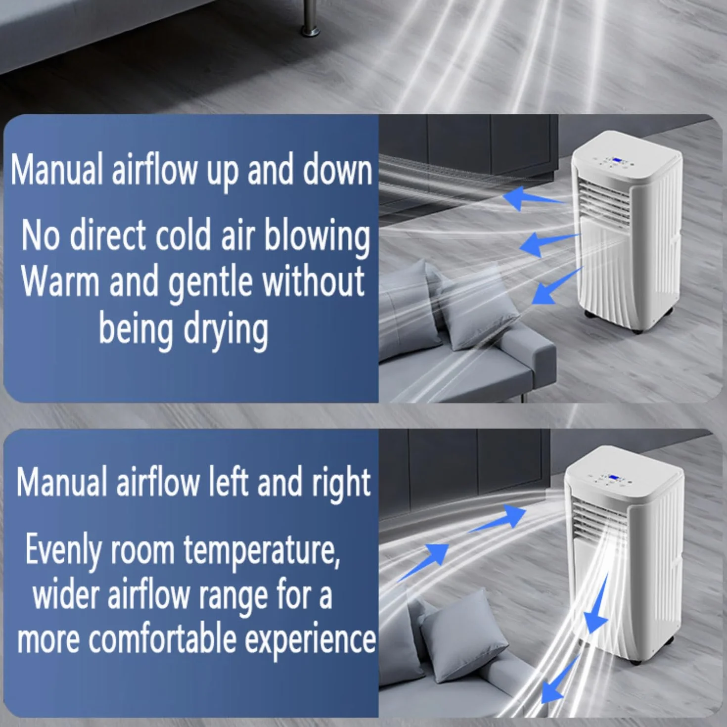 Aire acondicionado portátil, unidad de AC compacta con refrigeración, deshumidificador, ventilador, control remoto, enfriador oscilante para habitación, oficina o coche