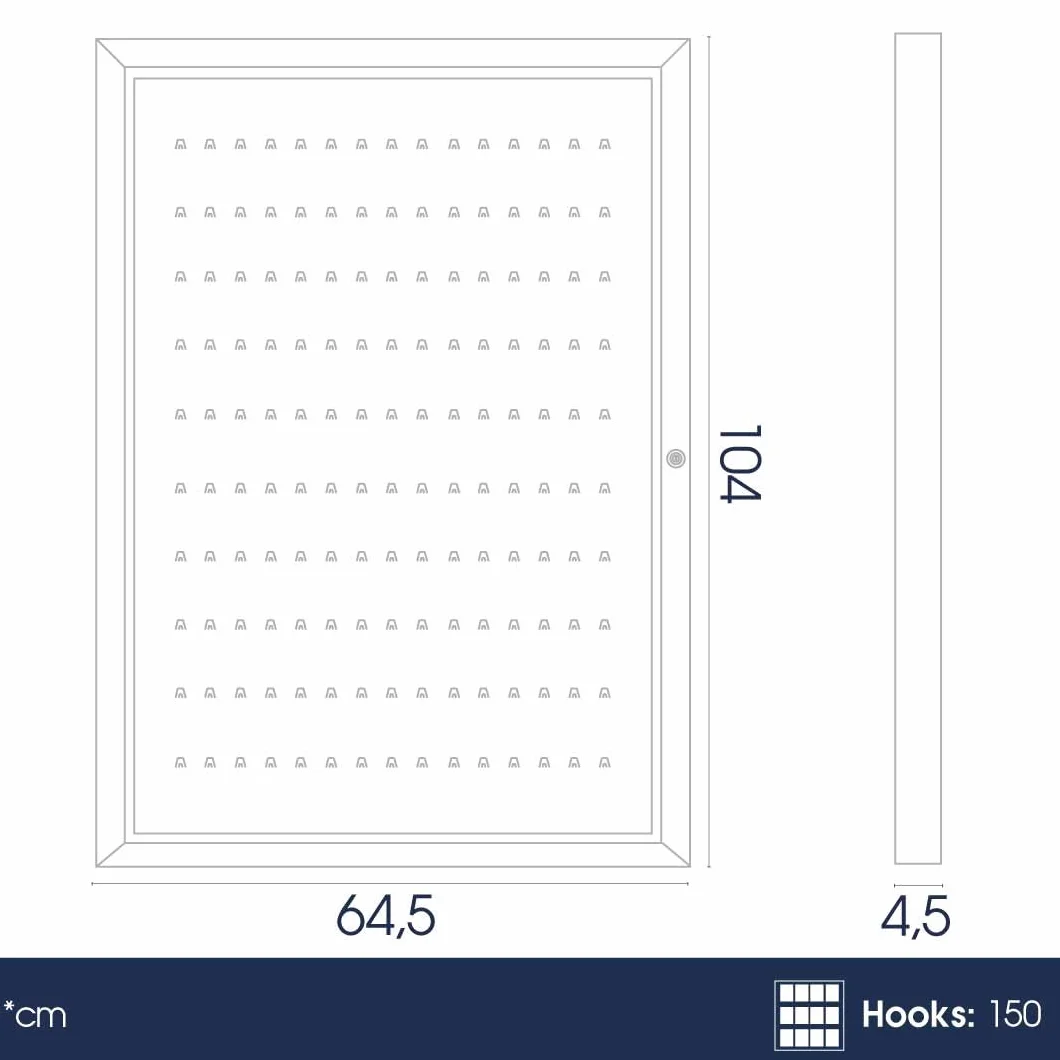 Danieli Store - Armario para Llaves con 150 Ganchos Numerados. Caja para Llaves con Puerta de Acrílico Transparente y Fondo de Acero Lacado